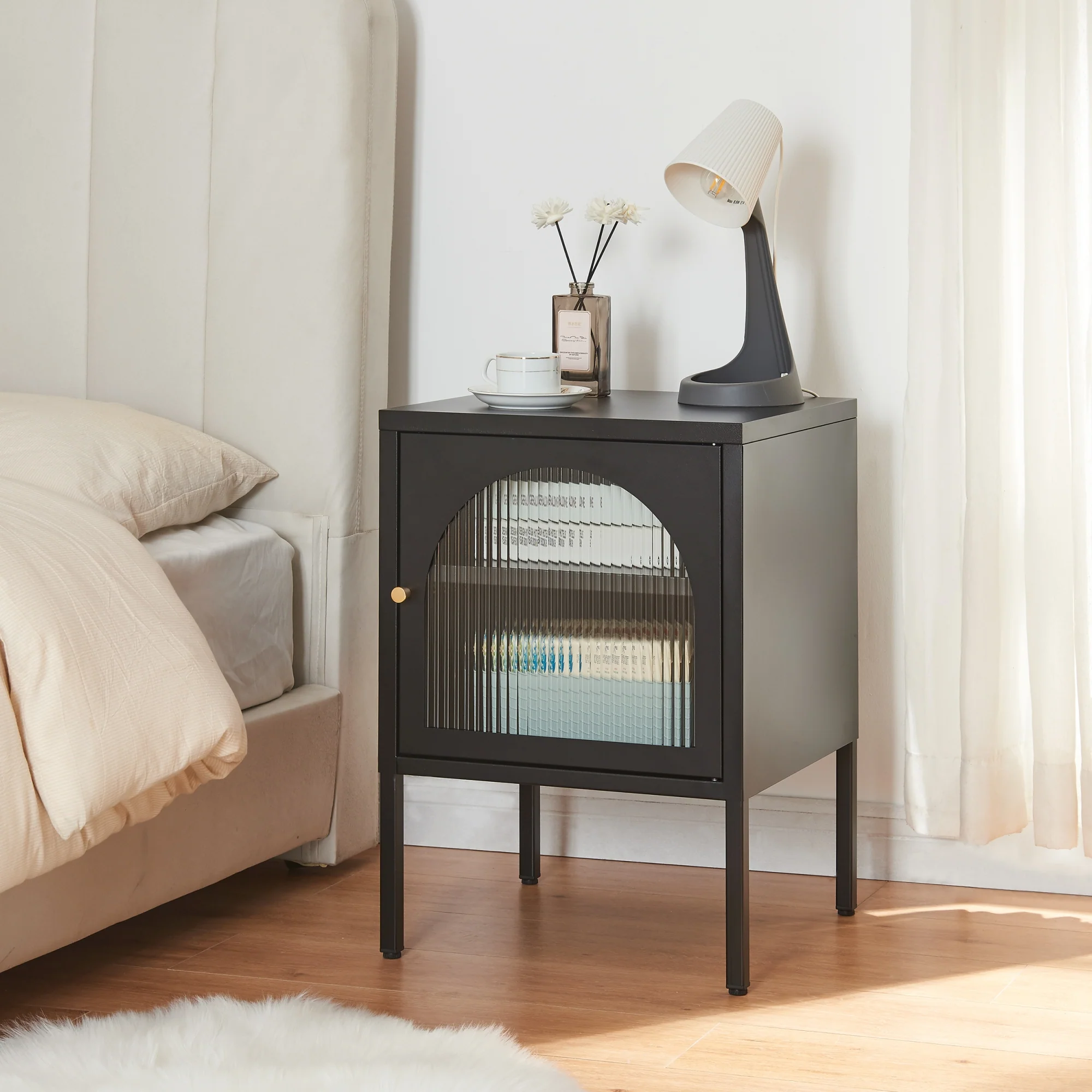 Nachtschrank Karlskrona 60x42,5x40 cm Schwarz, matt [en.casa]