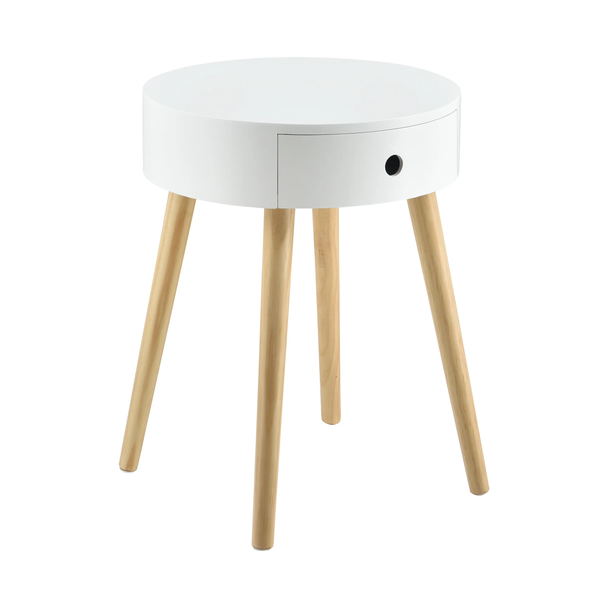 Nachttisch Aurich 50x38x38 cm mit Schublade Retrodesign Weiß en.casa
