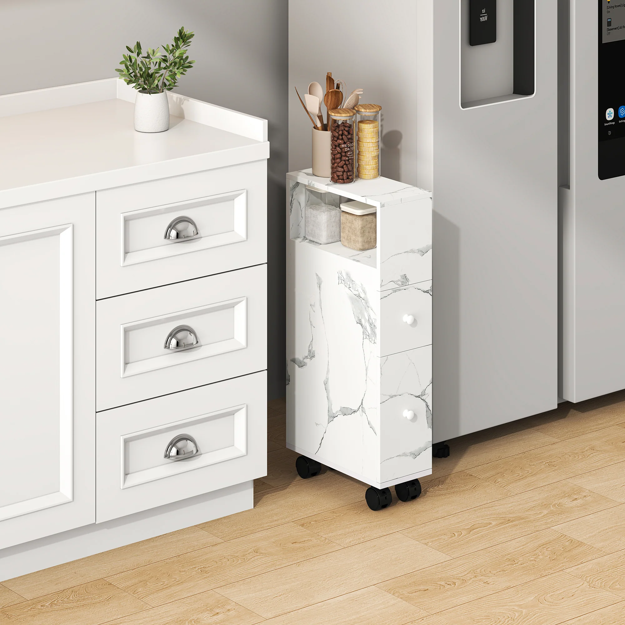 Nischenschrank auf Rollen Broreynna 66x15x33 cm [en.casa] - Image 5