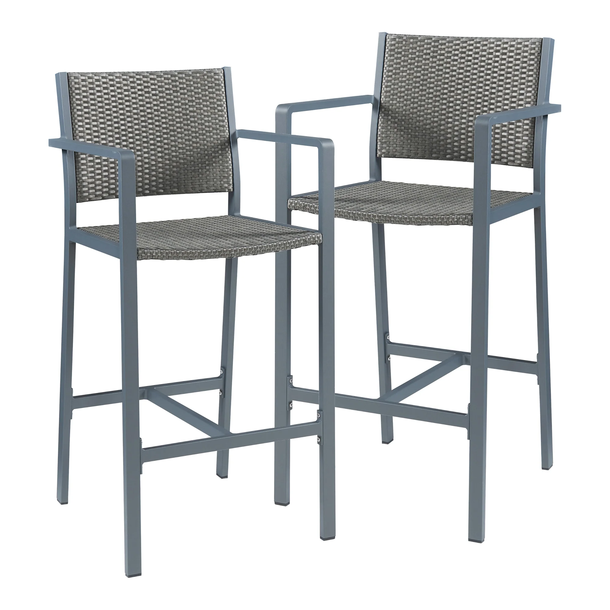 Outdoor-Barstuhl 2er Set Avise Aluminium Dunkelgrau [casa.pro]