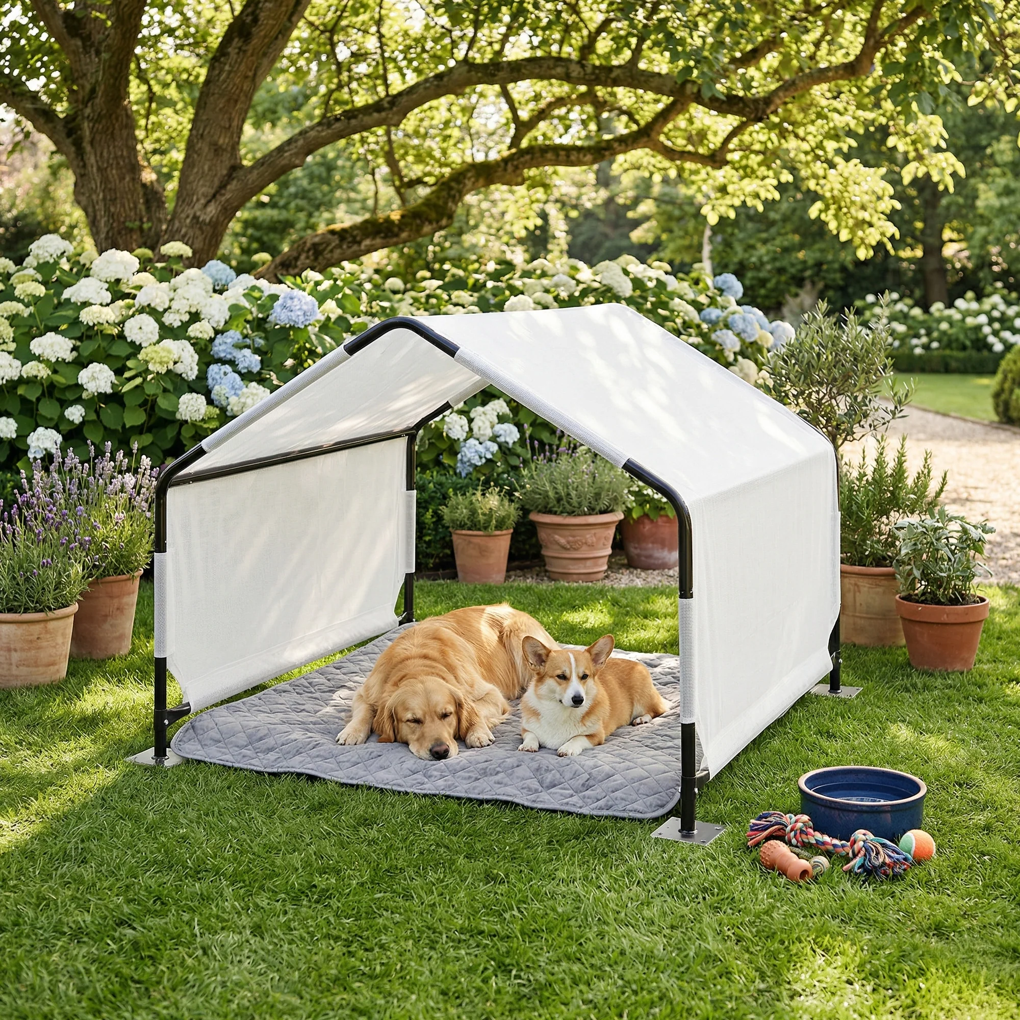 Outdoor Hundezelt Valevali 122x122x90 cm Schwarz/Weiß [en.casa] - Image 2