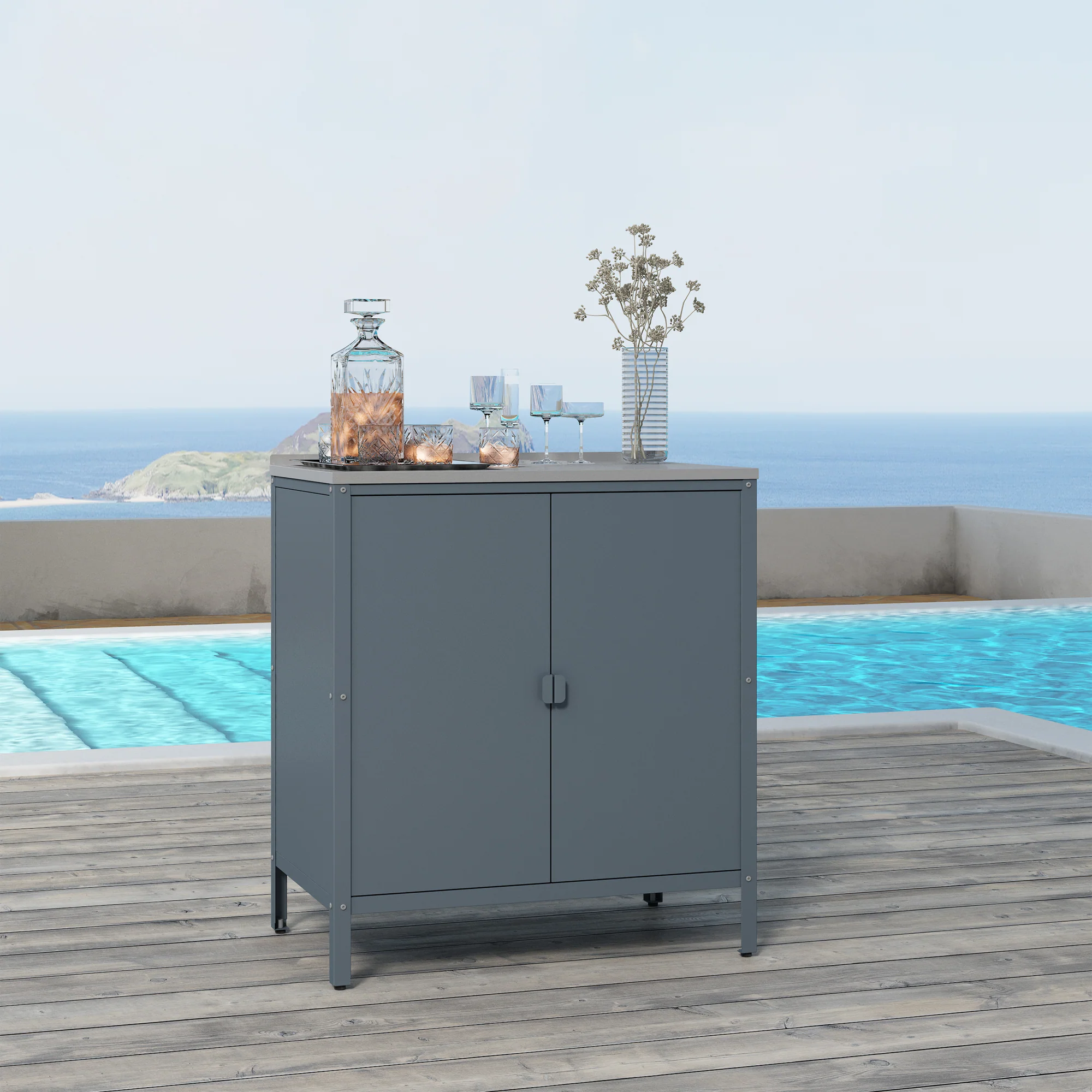 Outdoor Schrank Bolognano 92x80x50 cm [casa.pro] - Image 3