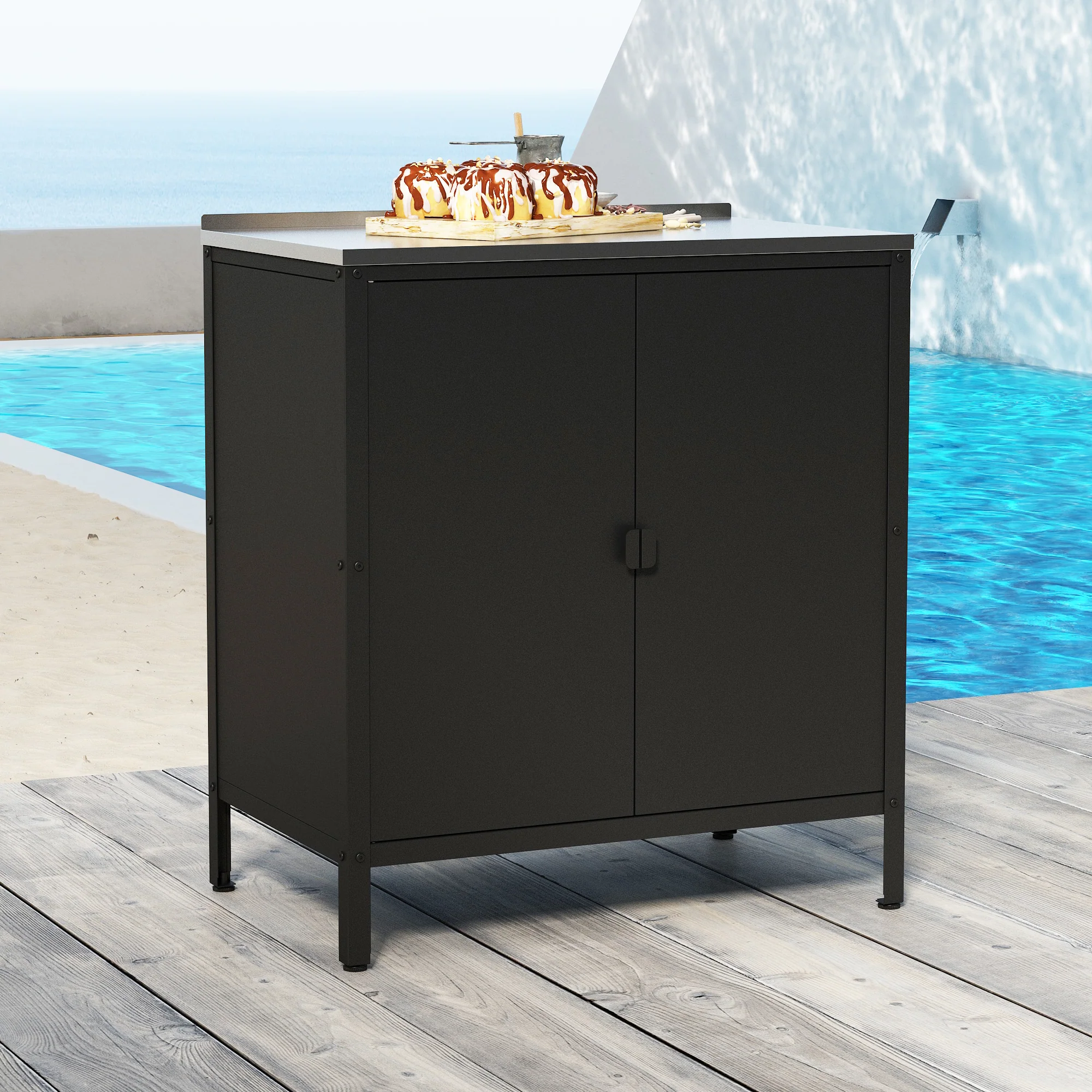 Outdoor Schrank Bolognano 92x80x50 cm [casa.pro] - Image 4