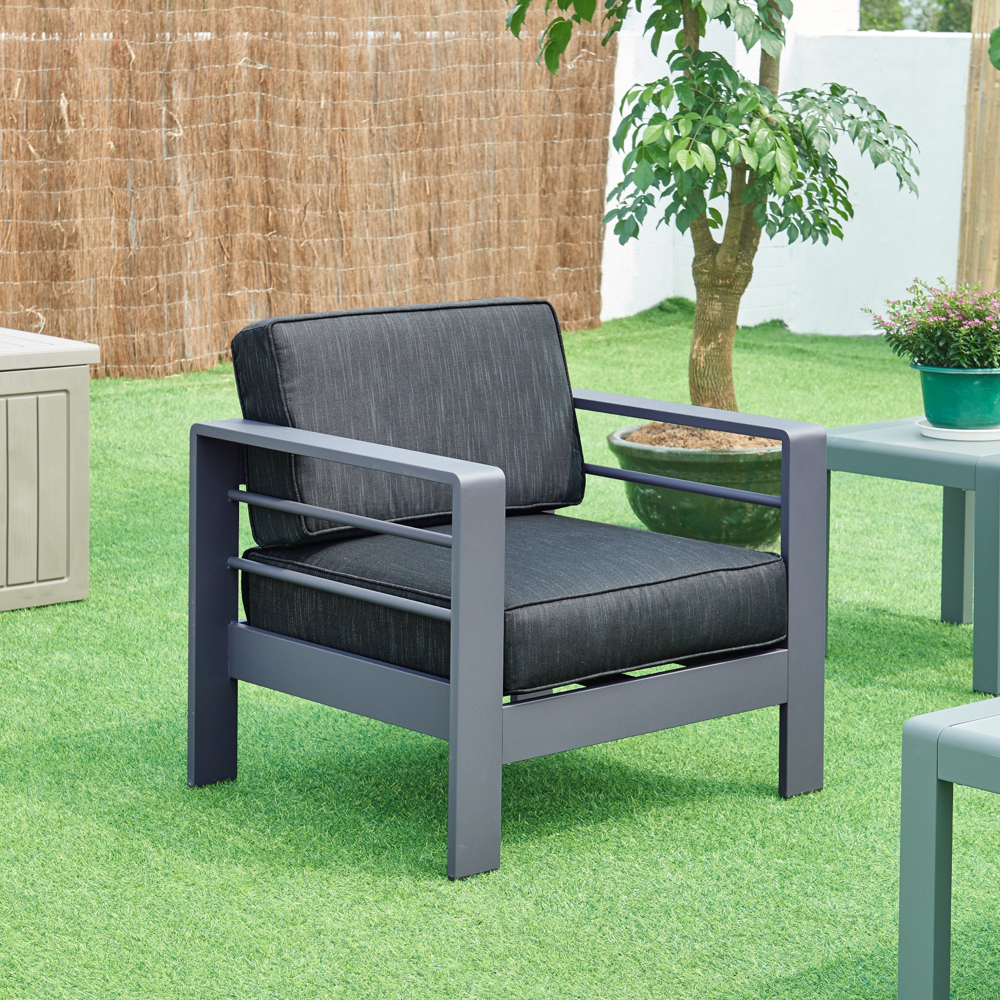 Outdoor-Sessel Avise Aluminium Dunkelgrau [casa.pro]