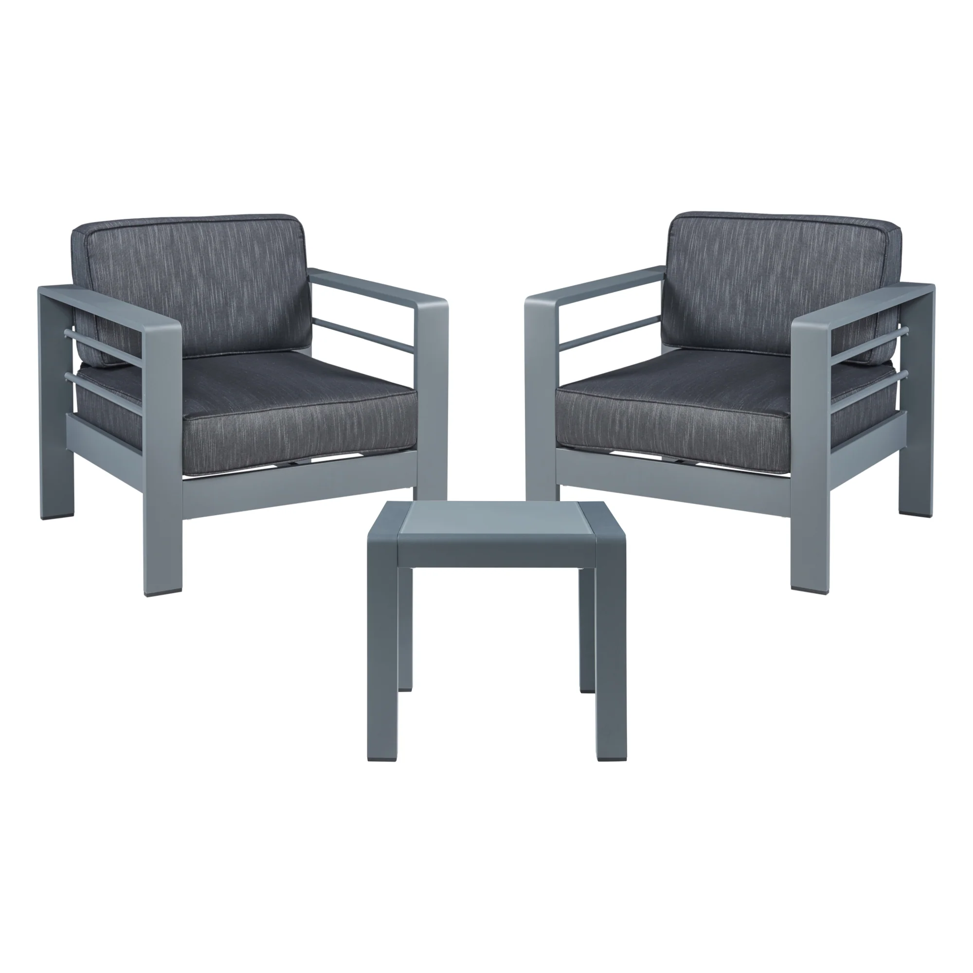 Outdoor-Sesselset mit Tisch Avise 3-tlg. Aluminium [casa.pro]