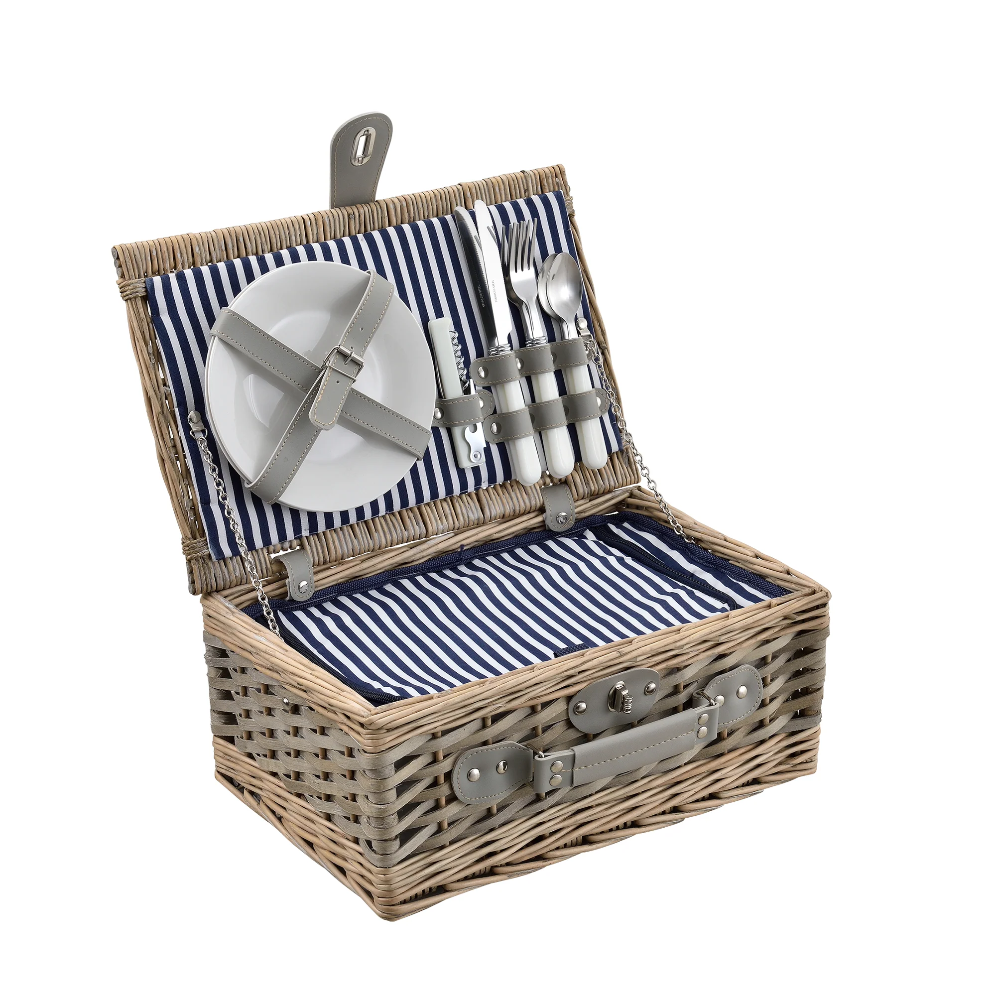 Picknickkorb mit Besteck-Set für 2/4 Personen in versch. Farben casa.pro - Image 3