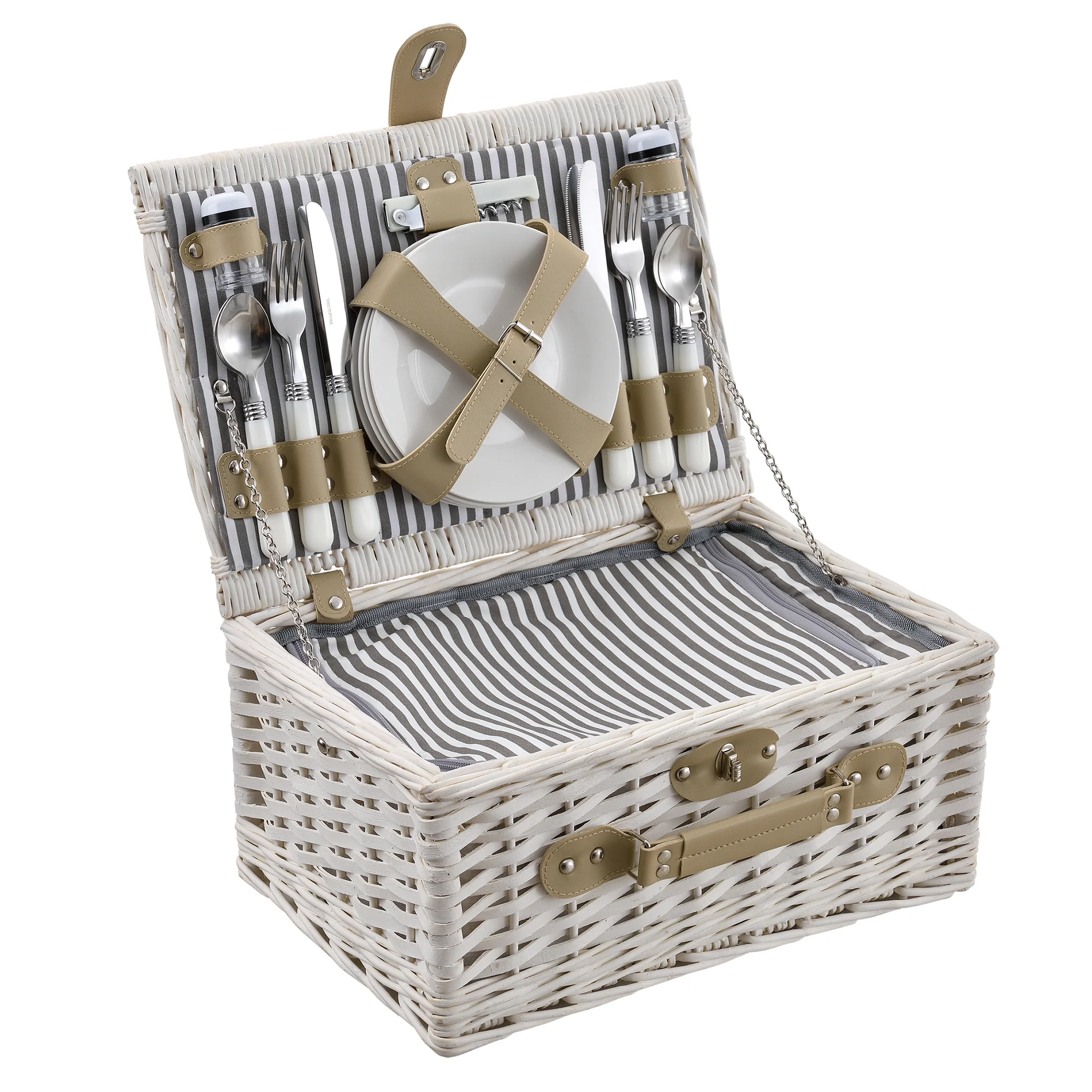Picknickkorb mit Besteck-Set für 2/4 Personen in versch. Farben casa.pro - Image 4