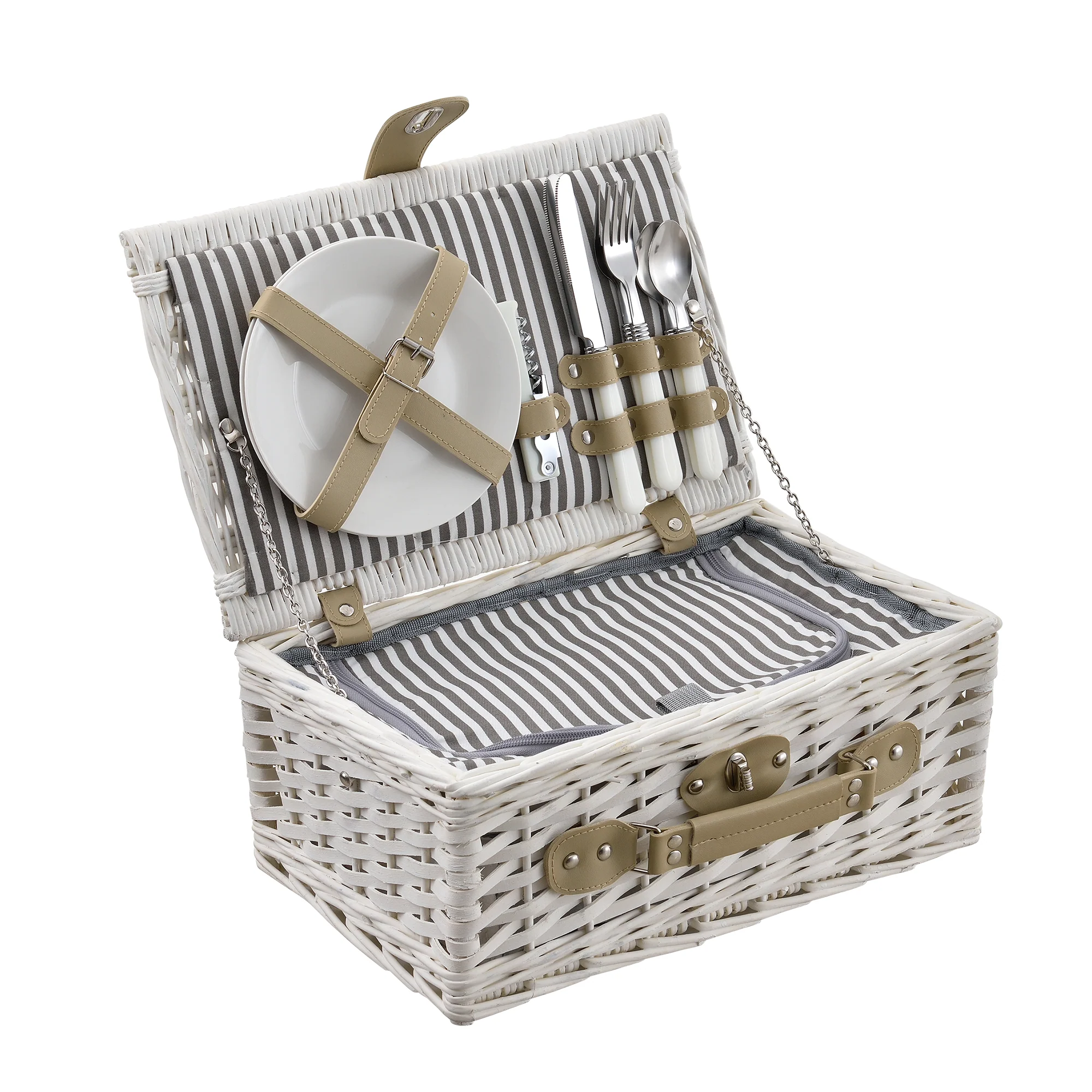 Picknickkorb mit Besteck-Set für 2/4 Personen in versch. Farben casa.pro - Image 5