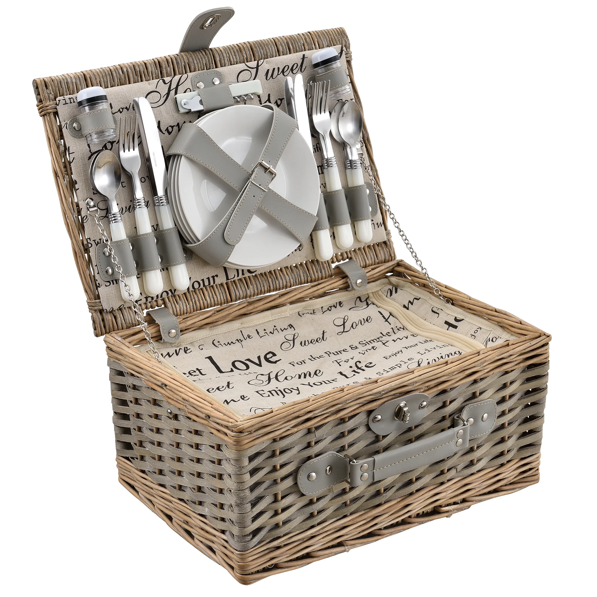 Picknickkorb mit Besteck-Set für 2/4 Personen in versch. Farben casa.pro - Image 6