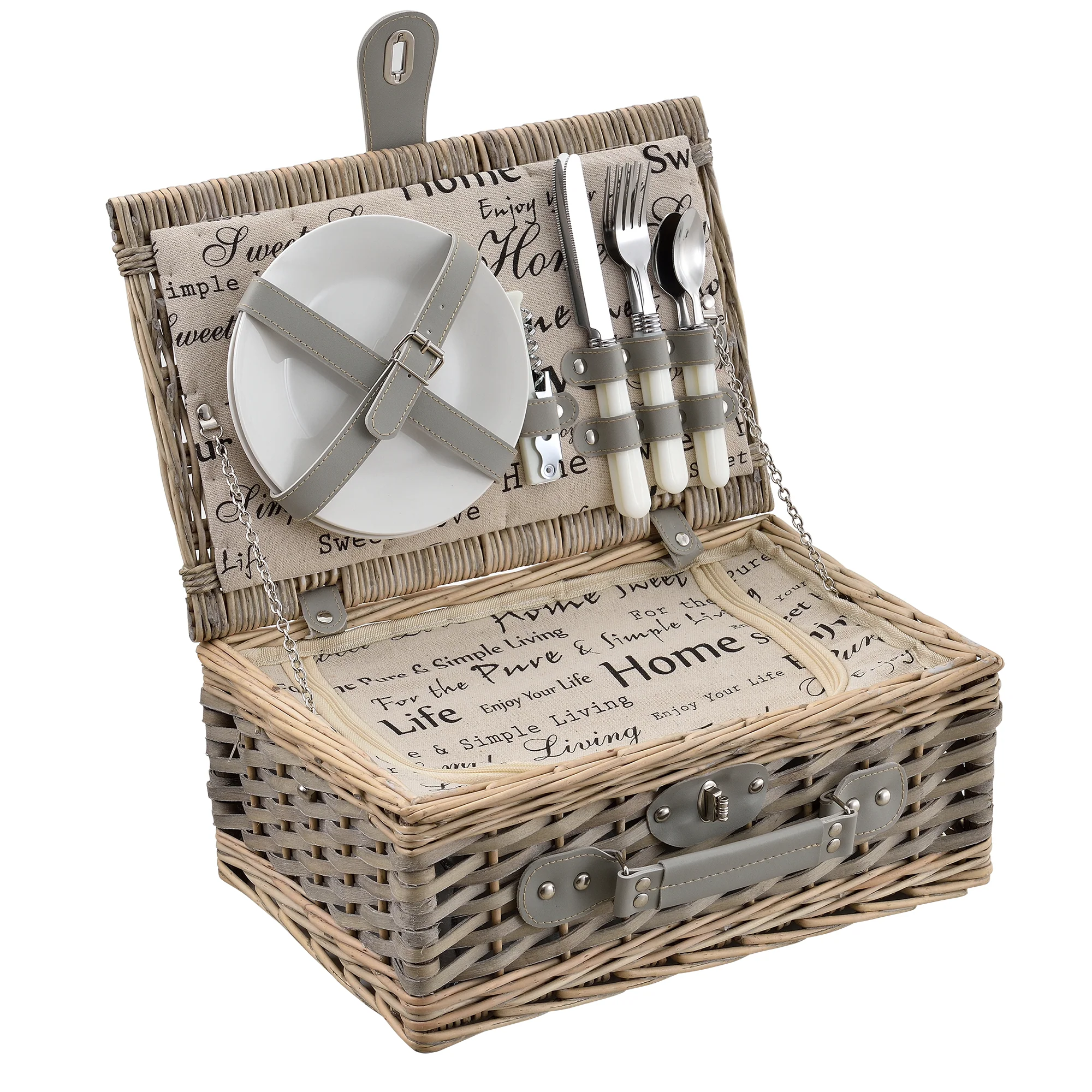 Picknickkorb mit Besteck-Set für 2/4 Personen in versch. Farben casa.pro - Image 7