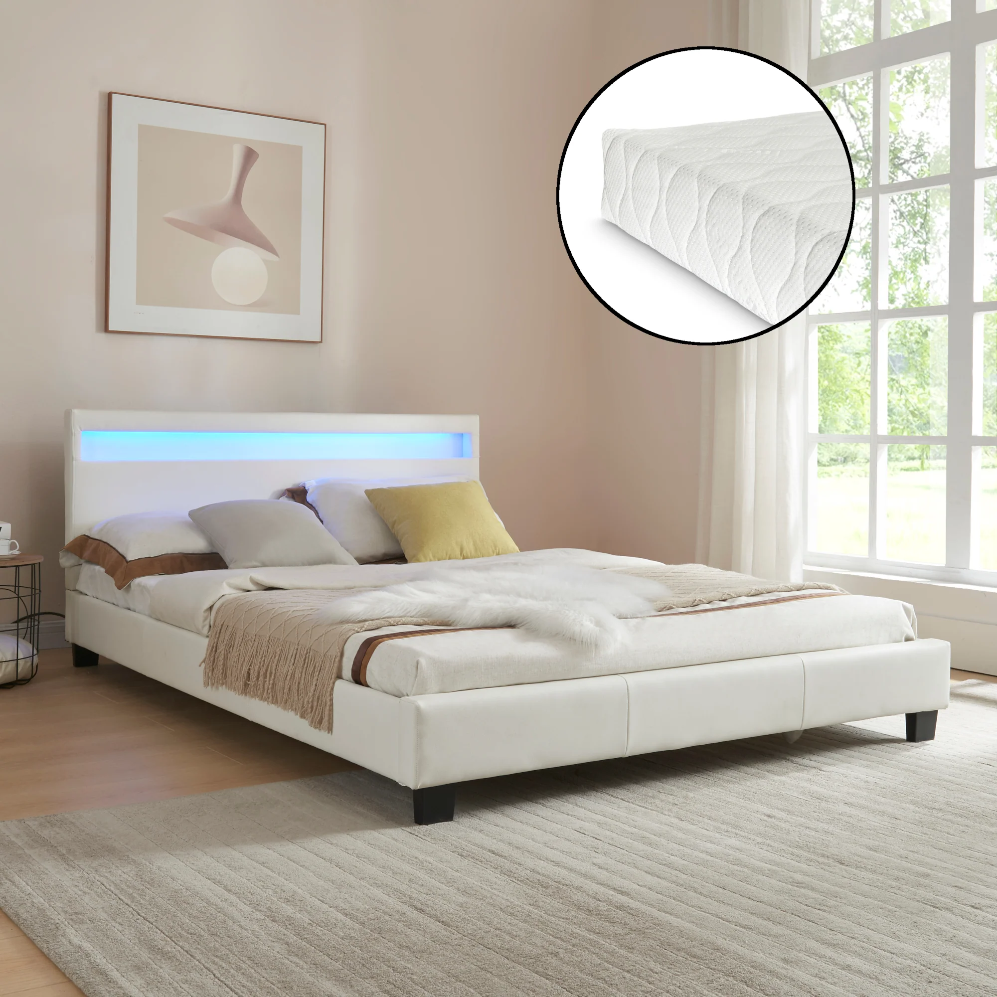 Polsterbett Paris LED RGB Beleuchtung Kaltschaummatratze in versch. Ausführungen Corium - Image 15