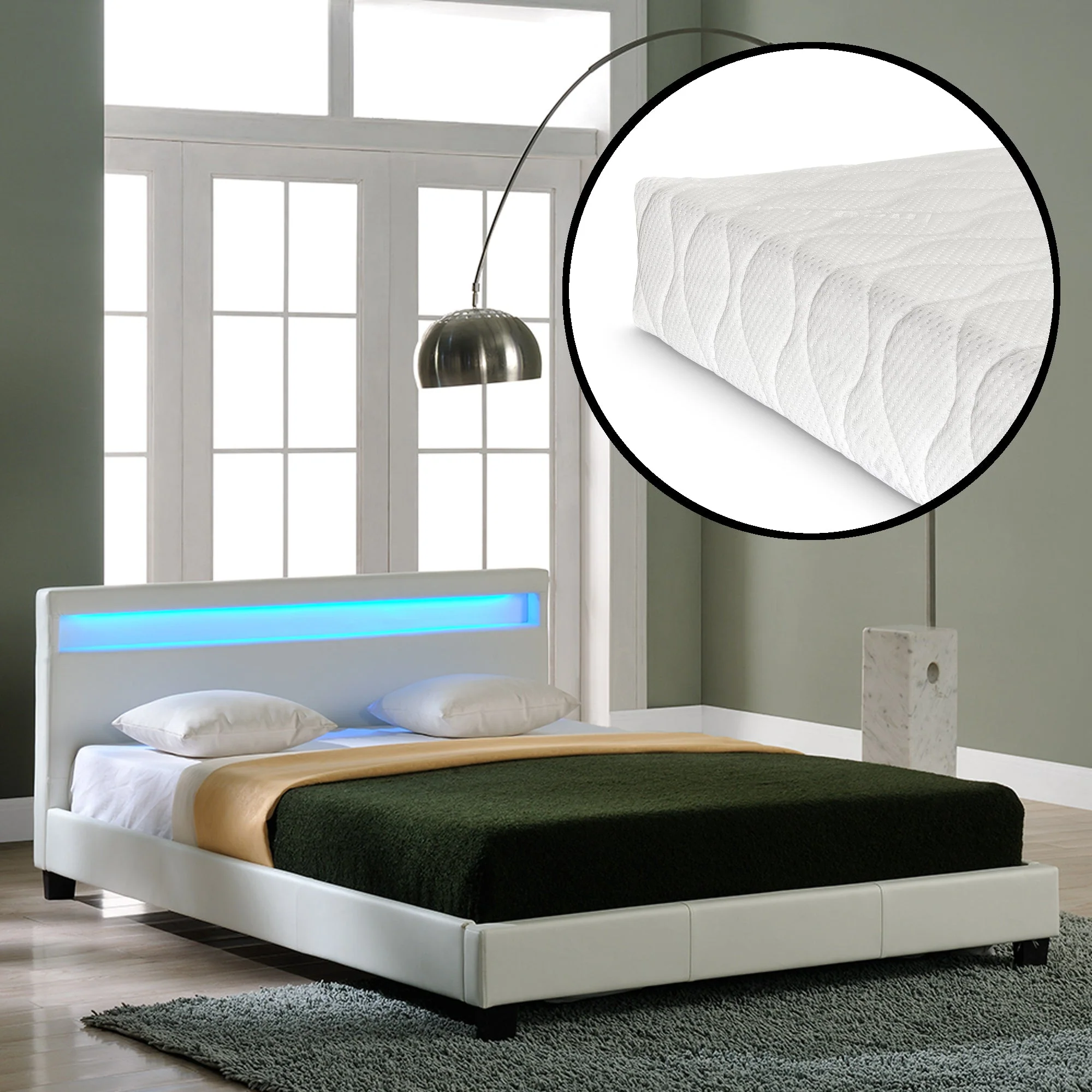 Polsterbett Paris LED RGB Beleuchtung Kaltschaummatratze in versch. Ausführungen Corium - Image 31