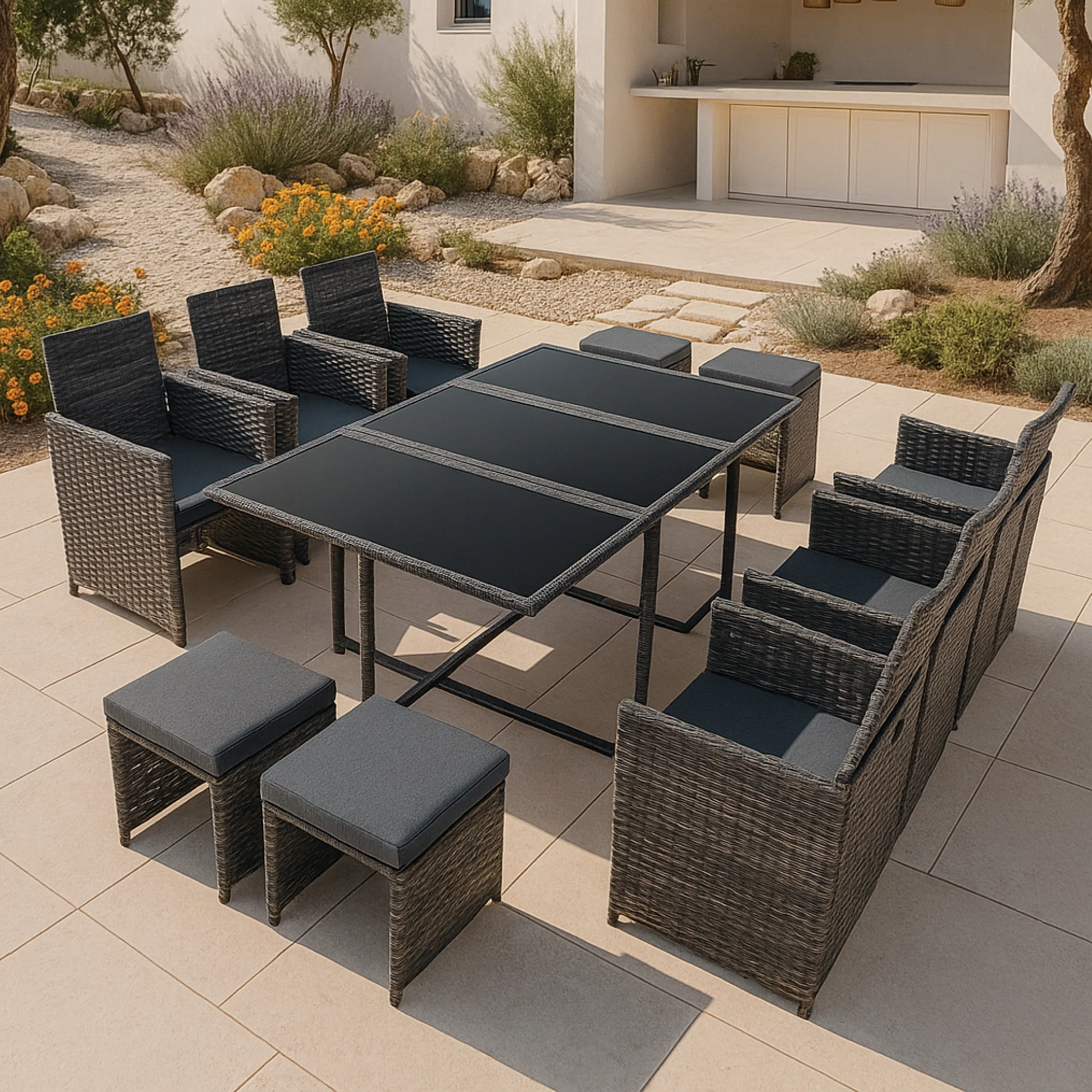 Polyrattan Sitzgruppe Laredo XL versch. Farben [en.casa] - Image 3