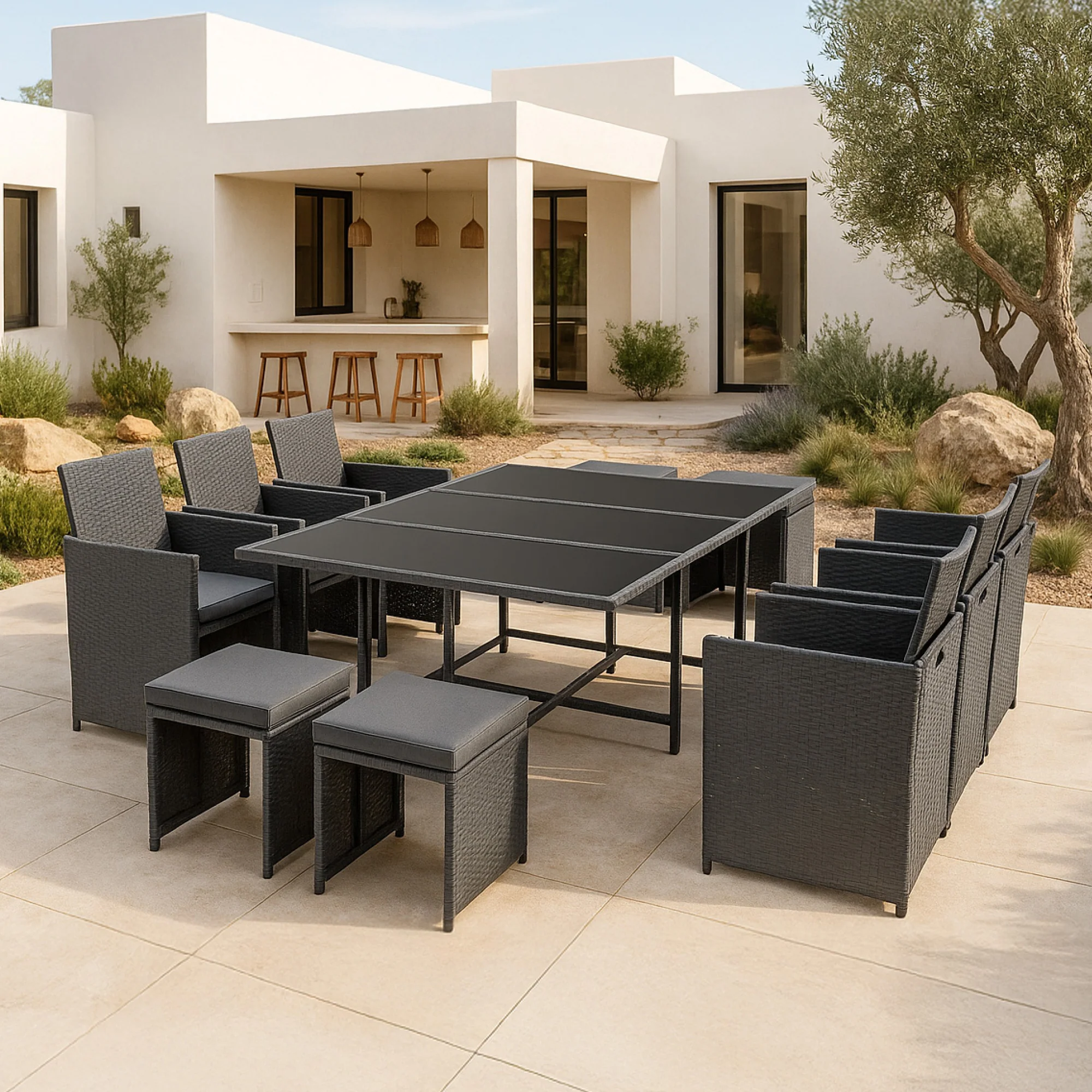 Polyrattan Sitzgruppe Laredo XL versch. Farben [en.casa] - Image 4