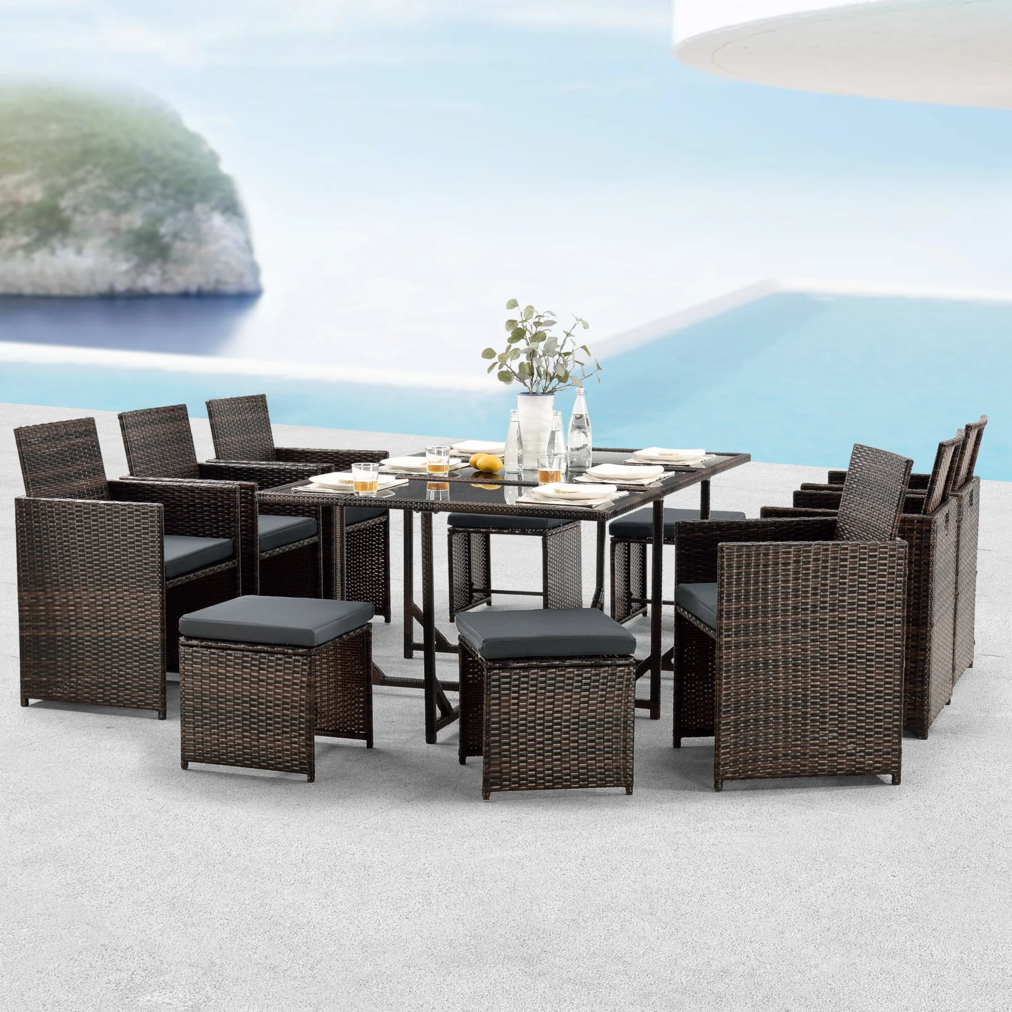 Polyrattan Sitzgruppe Laredo XL versch. Farben [en.casa] - Image 5