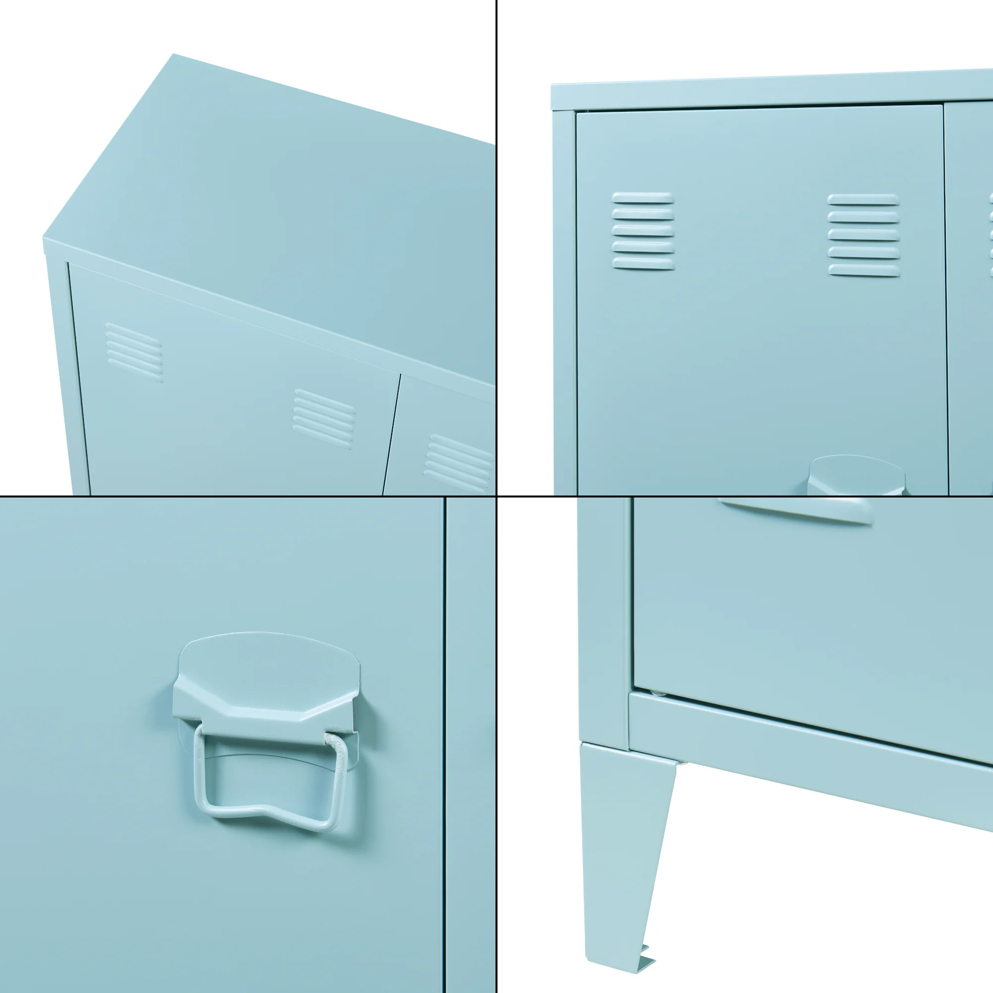 Metallschrank Oripää - 90x80x33cm - Graublau - Image 7