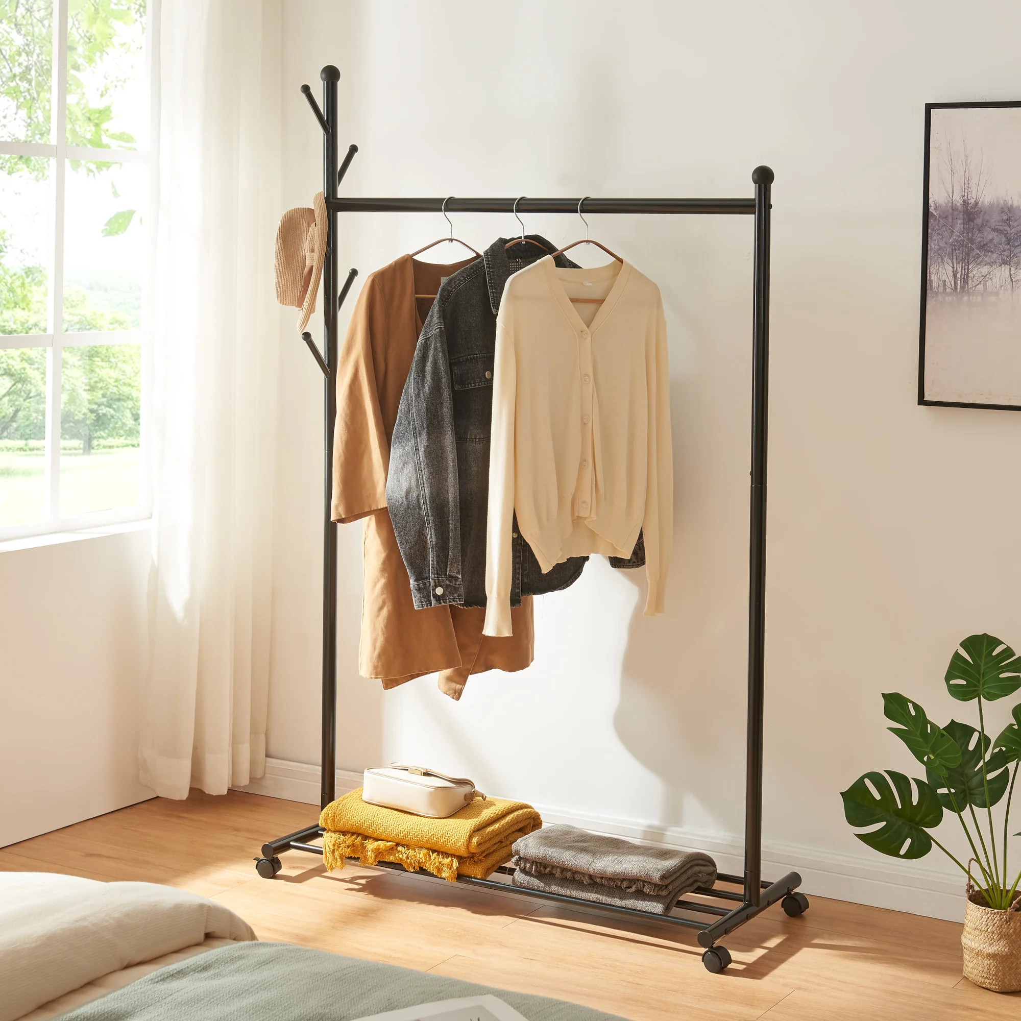 Rollbarer Garderobenständer Snåsa 170x105x43 cm [en.casa] - Image 3