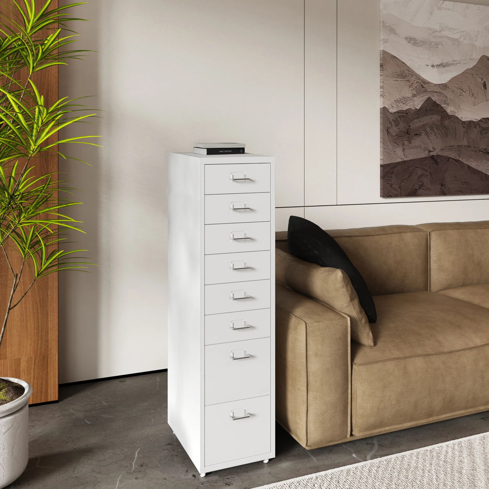 Rollcontainer Kökar mit 8 Schubladen 109x28x41 cm [en.casa] - Image 6