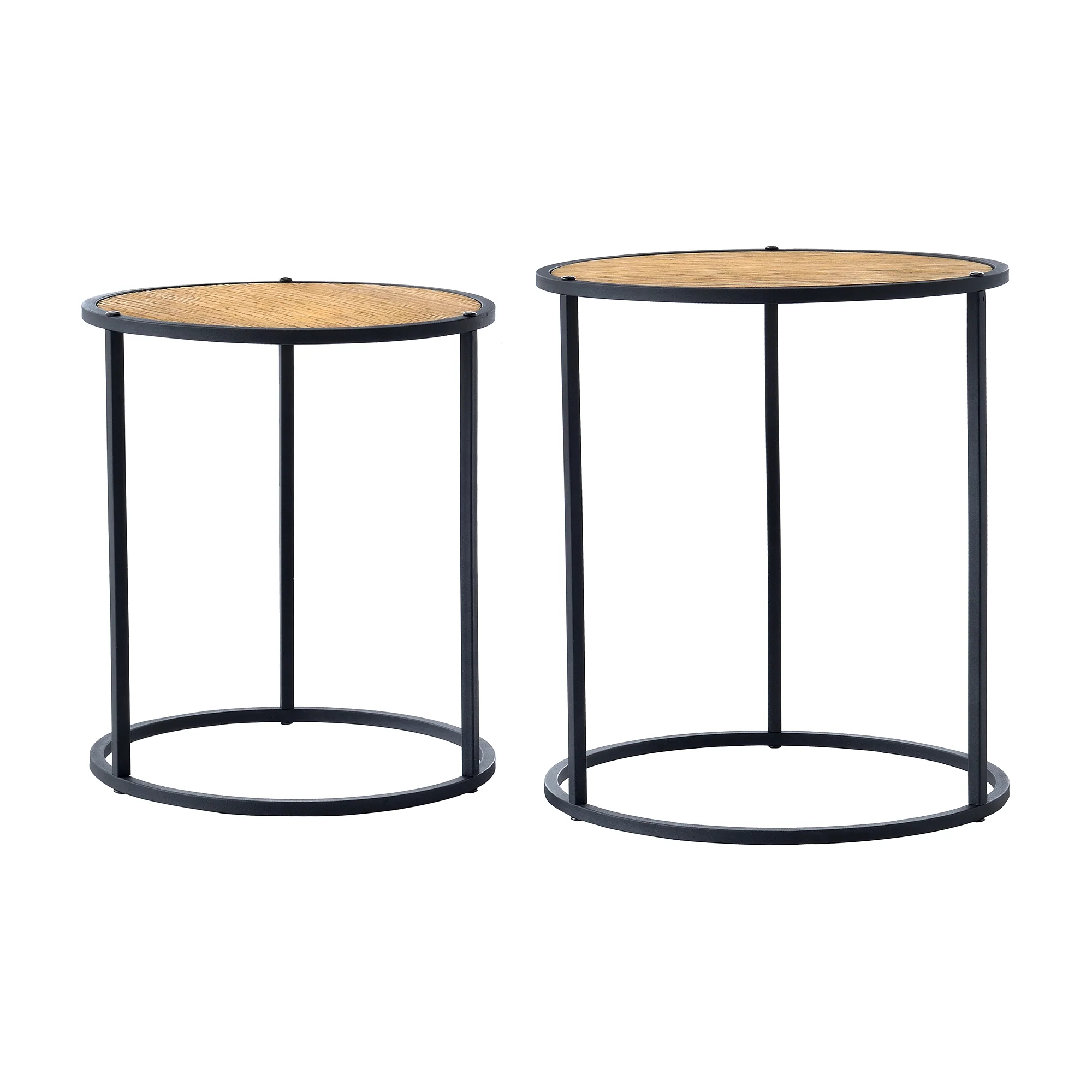 Satztisch Moriusaq im 2er Set rund Holz-Optik [en.casa]