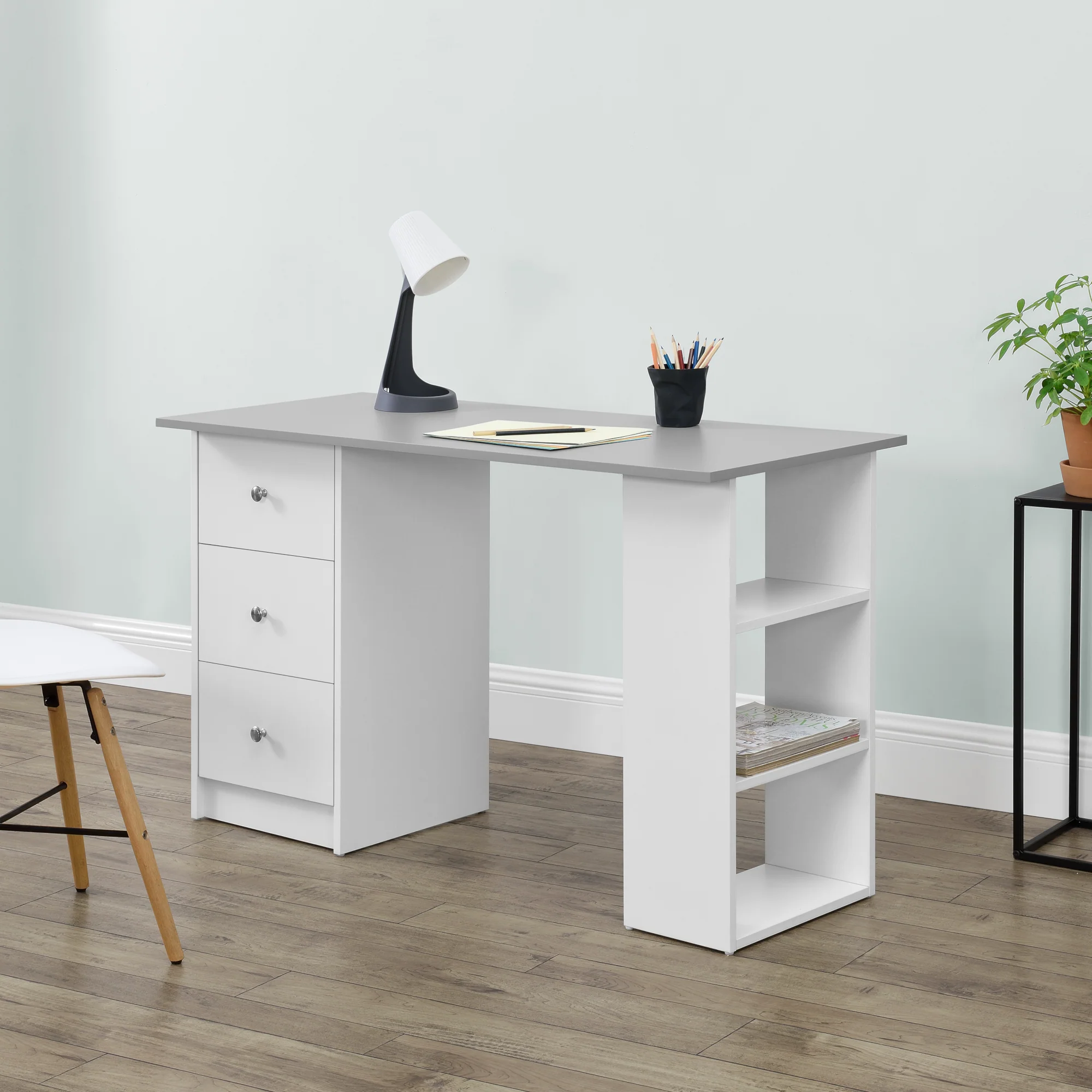 Schreibtisch Lemberg 120x50x72 cm mit Schubladen + Ablage en.casa - Image 2