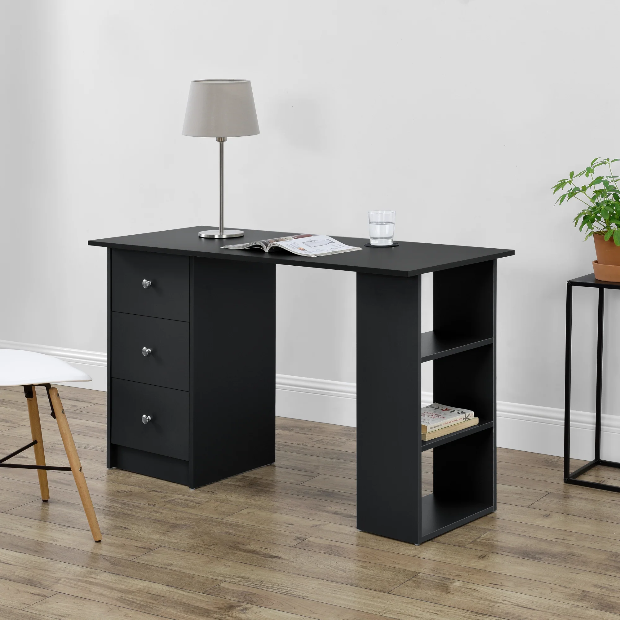 Schreibtisch Lemberg 120x50x72 cm mit Schubladen + Ablage en.casa - Image 4