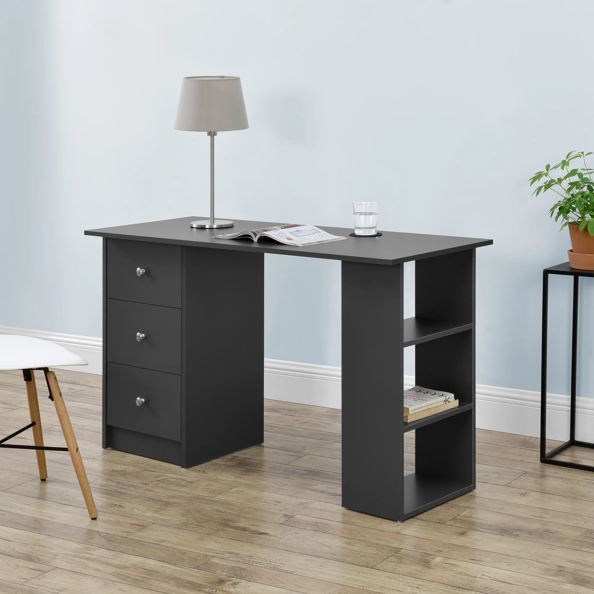 Schreibtisch Lemberg 120x50x72 cm mit Schubladen + Ablage en.casa - Image 5