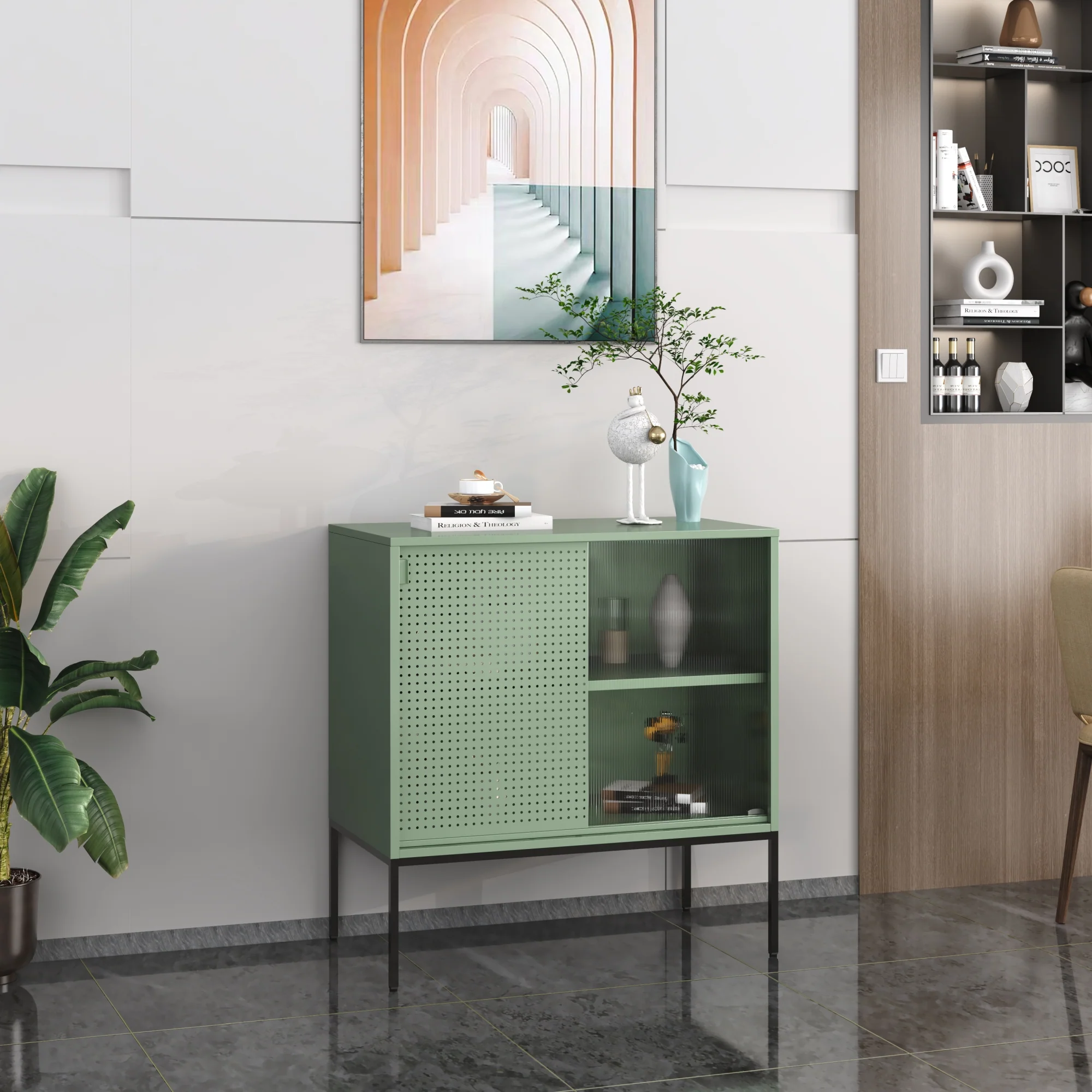 Sideboard Eidsvoll 80x45x85cm Grün [en.casa]