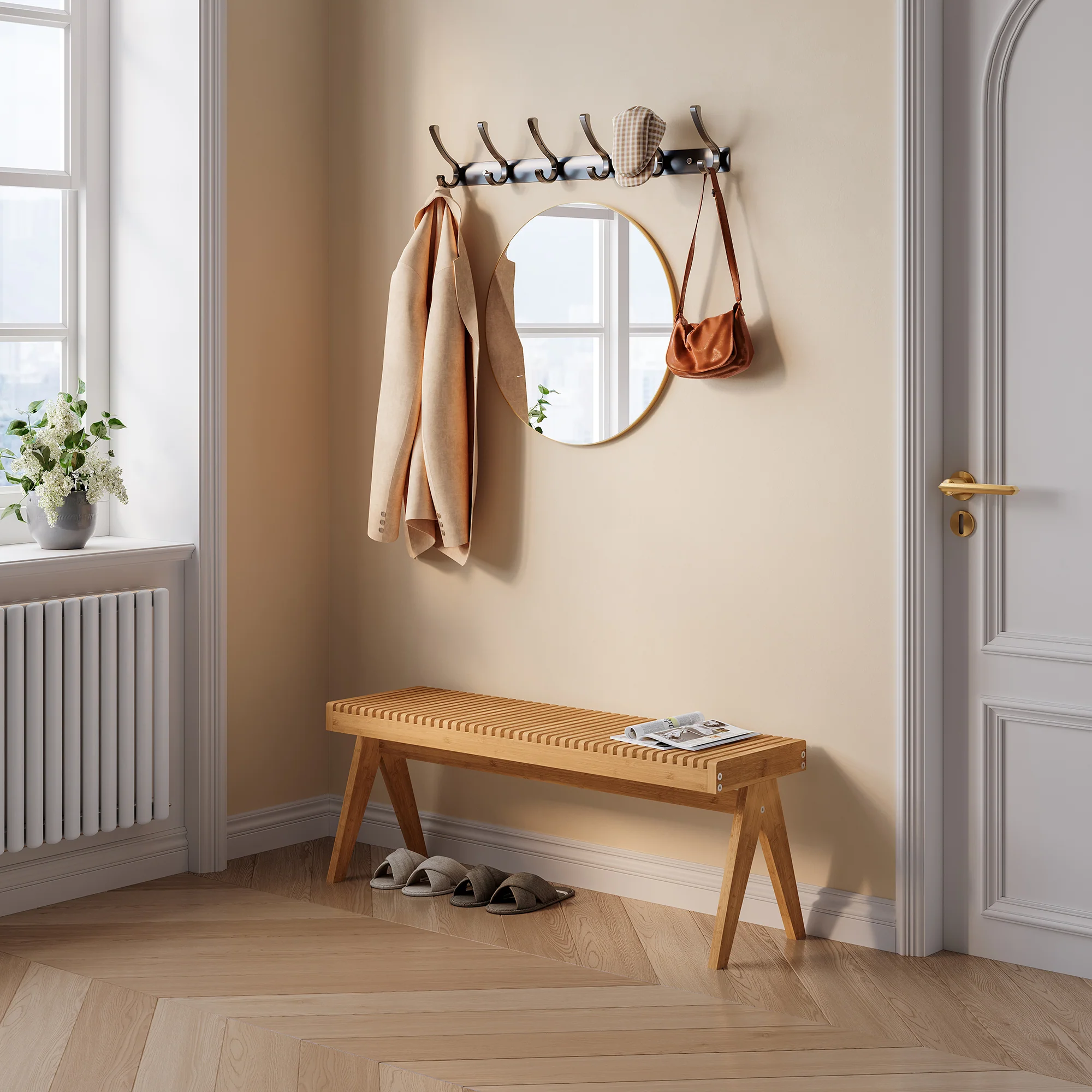 Sitzbank Lasdarvoo 120x35x45 cm Bambus Natur [en.casa] - Image 2