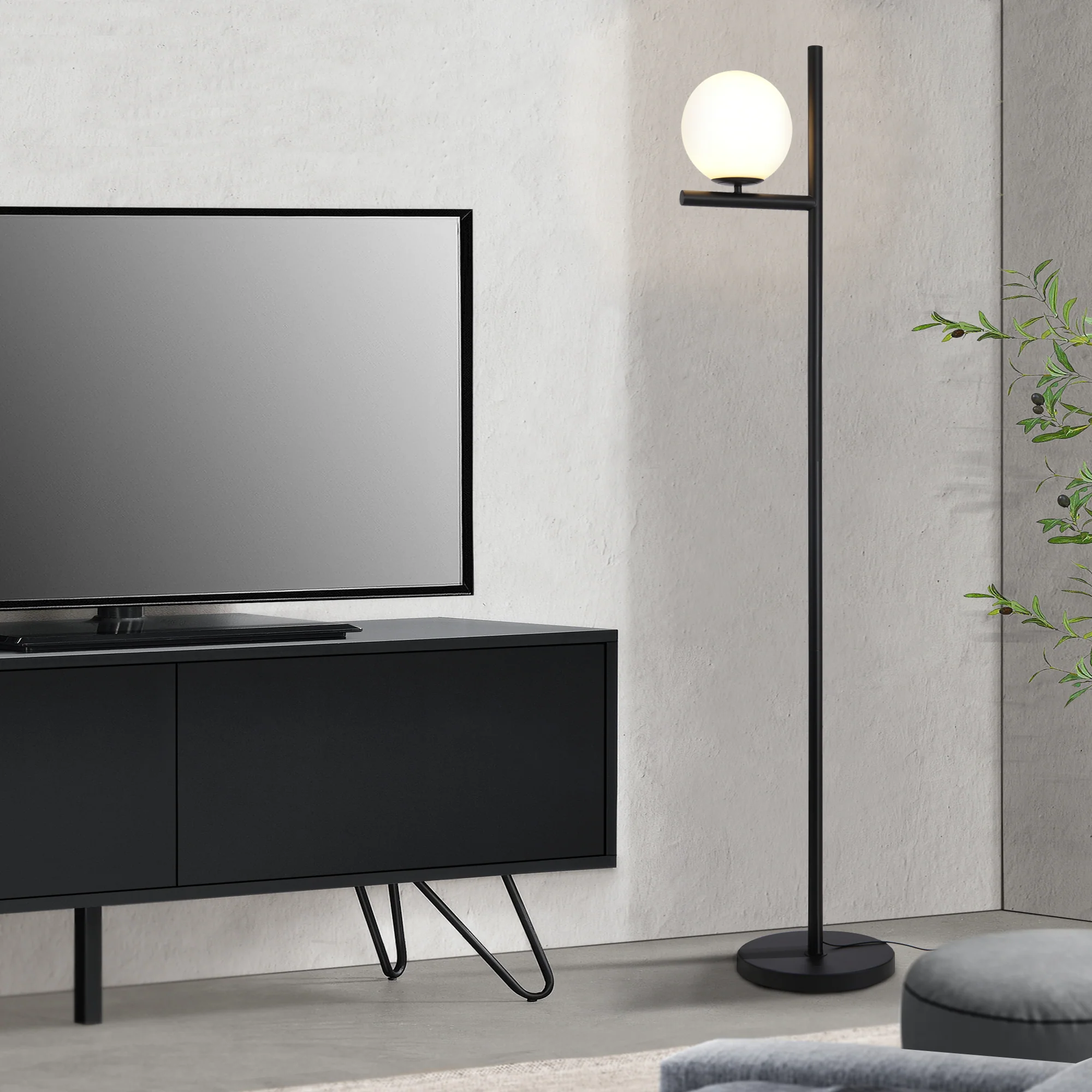 Stehlampe Aberdaron Schwarz / Weiß [lux.pro]