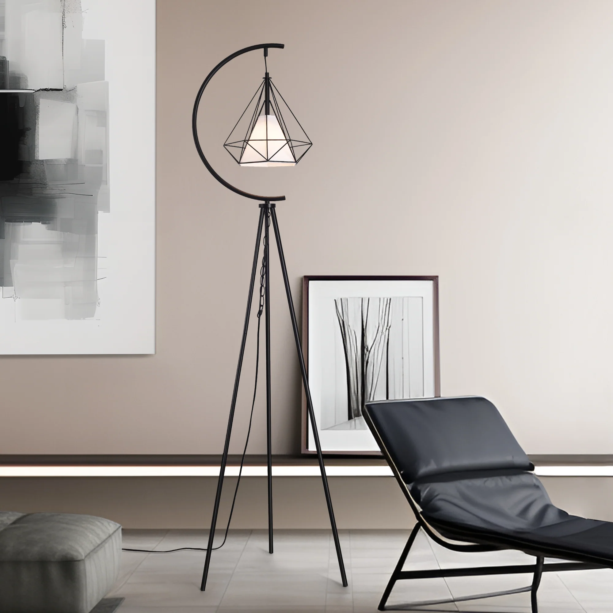 Stehleuchte Austell Metall 171cm Schwarz/Weiß [lux.pro]