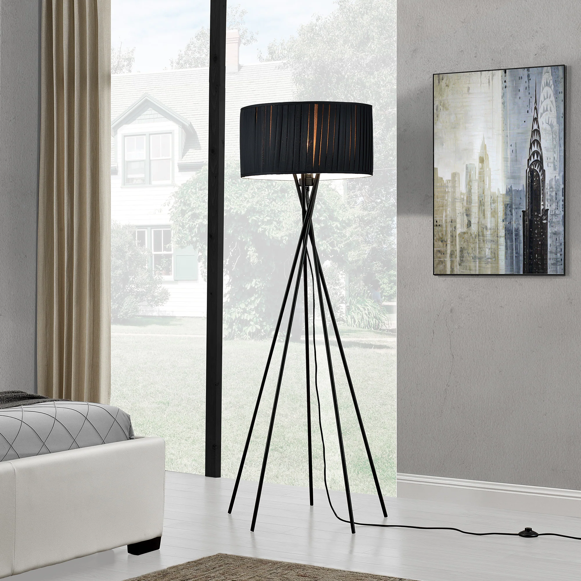 Stehleuchte Black Mikado 1x E27 48x155 cm Schwarz lux.pro