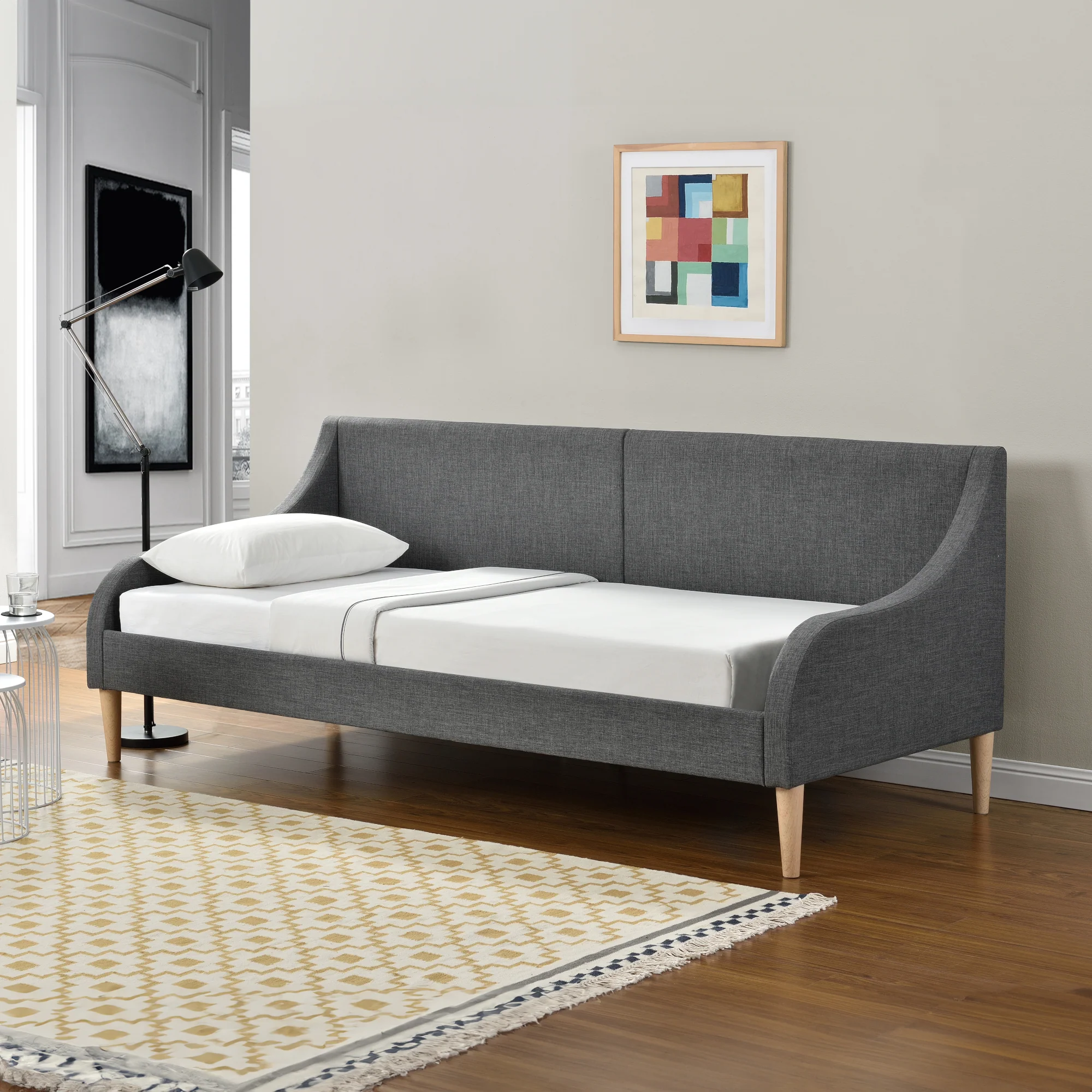 Tagesbett 90x200 cm mit oder ohne Kaltschaummatratze Dunkelgrau en.casa - Image 3