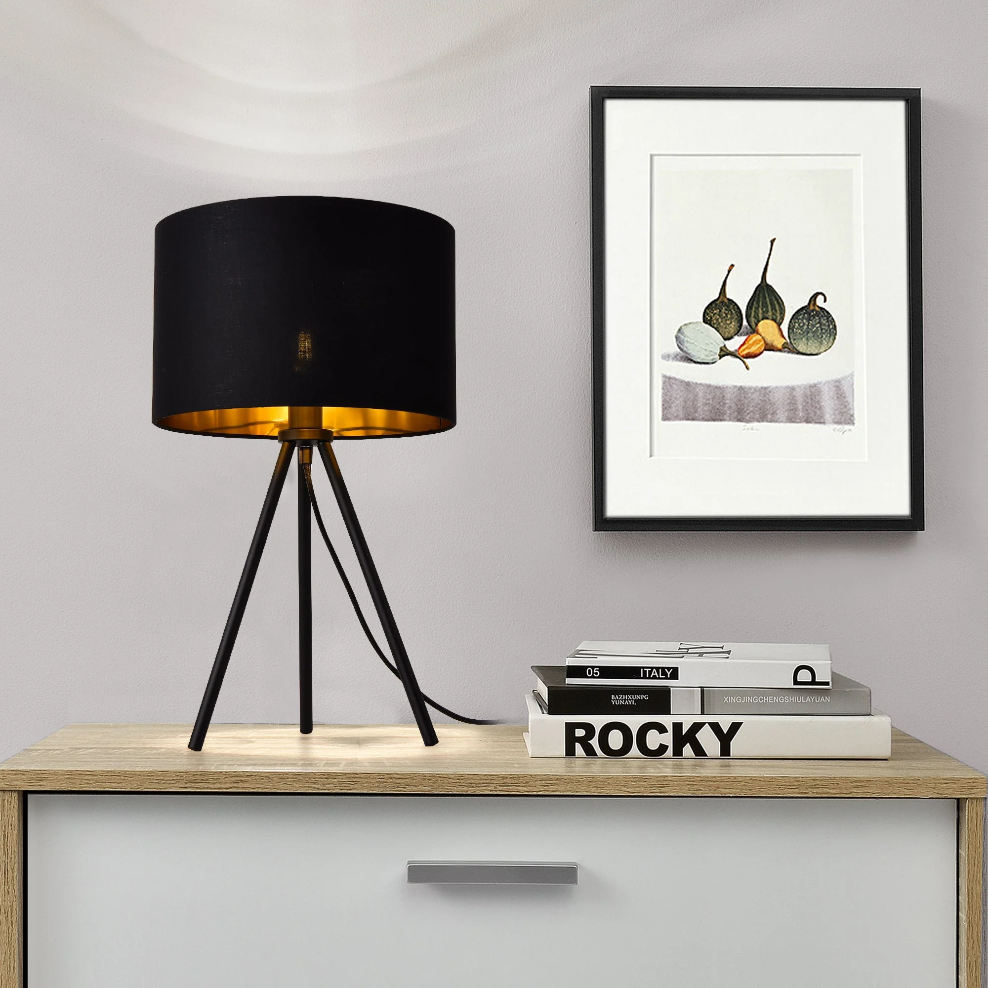 Tischleuchte Koblenz E14 Max. 40W mit Holzfüßen Beige lux.pro - Image 2