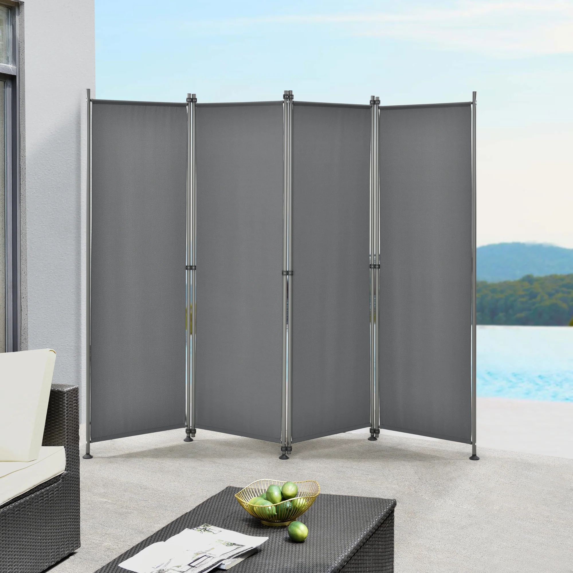 Trennwand Modica Outdoor 170x215 cm  vierteilig in versch. Farben pro.tec - Image 3