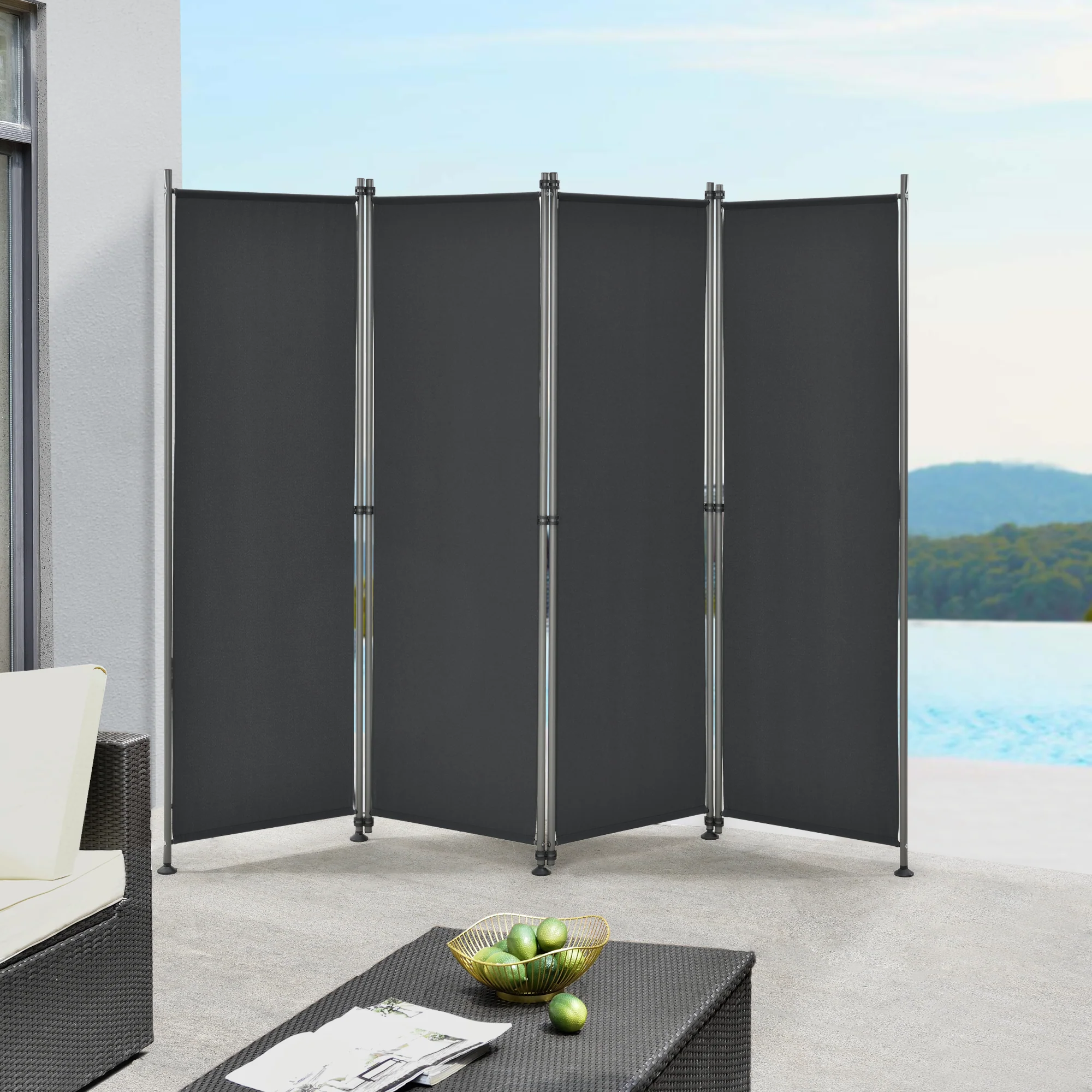 Trennwand Modica Outdoor 170x215 cm  vierteilig in versch. Farben pro.tec - Image 5