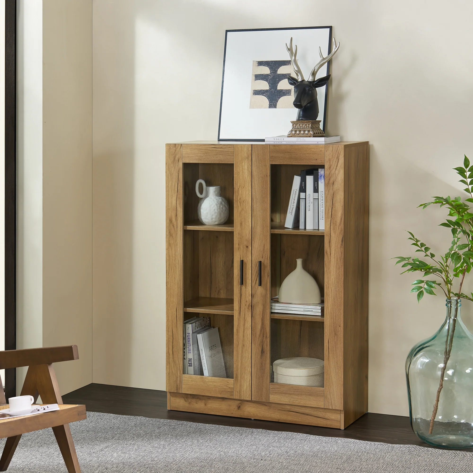 Vitrinenschrank Sorø 80x31x115cm in versch. Farben [en.casa] - Image 3