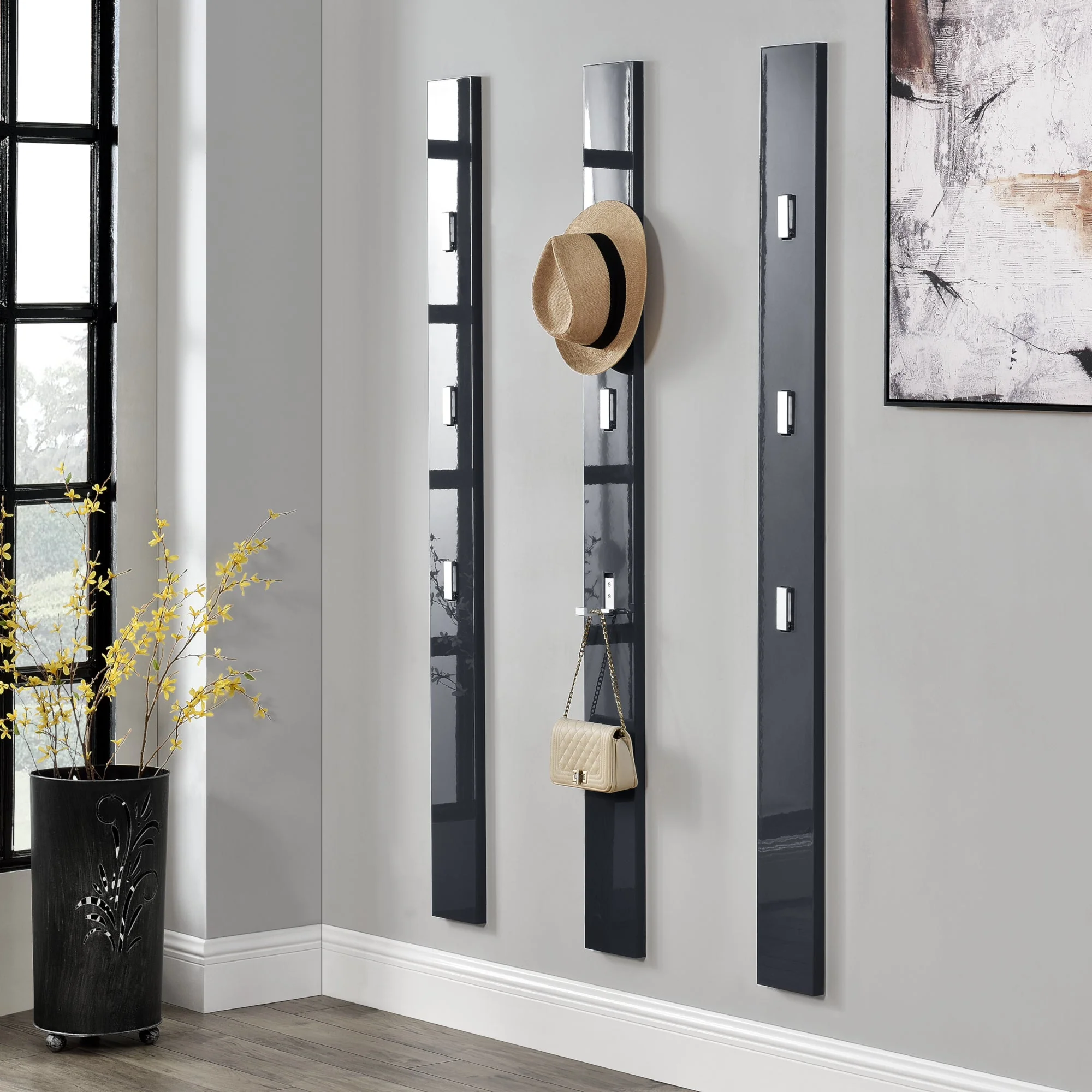 Wandgarderobe Hansnes mit 3 Klapphaken 165 cm versch. Farben [en.casa] - Image 5