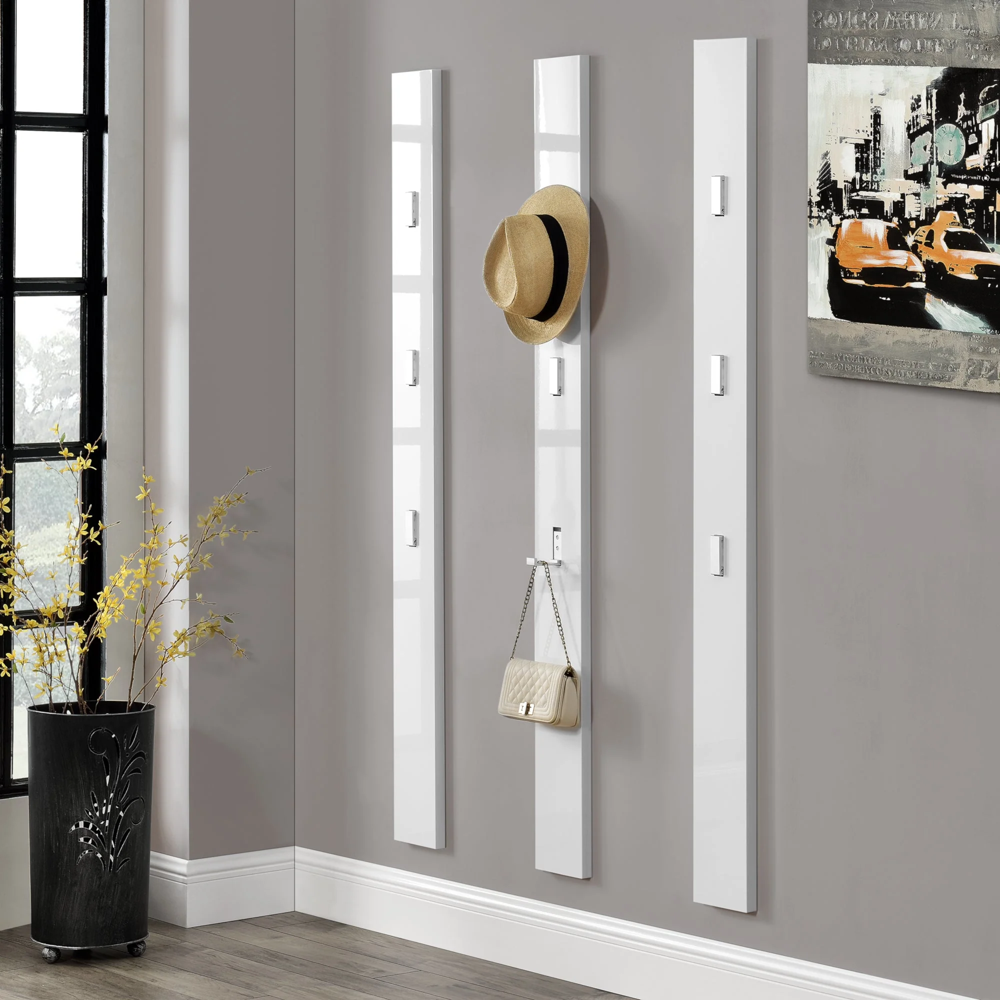 Wandgarderobe Hansnes mit 3 Klapphaken 165 cm versch. Farben [en.casa] - Image 6