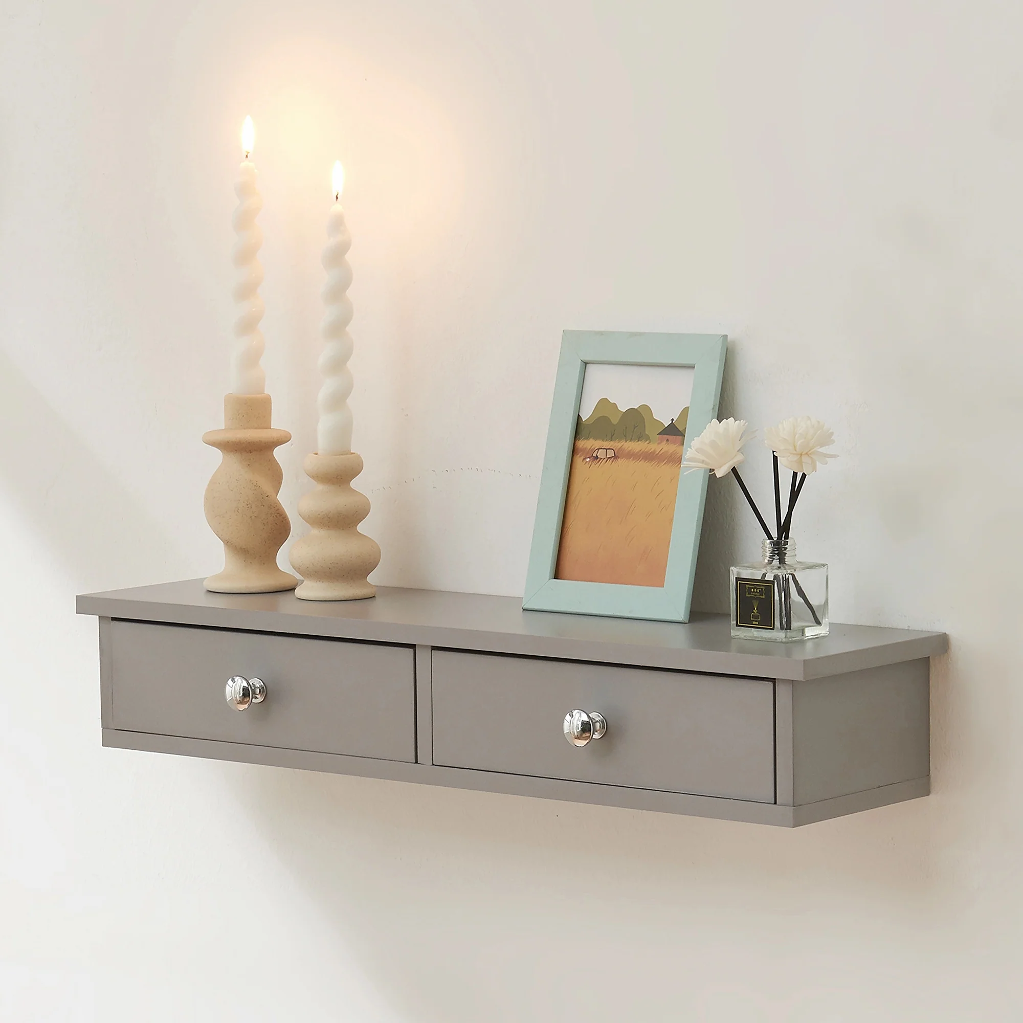Wandregal Geeste 60x15x10 cm mit 2 Schubladen [en.casa] - Image 5