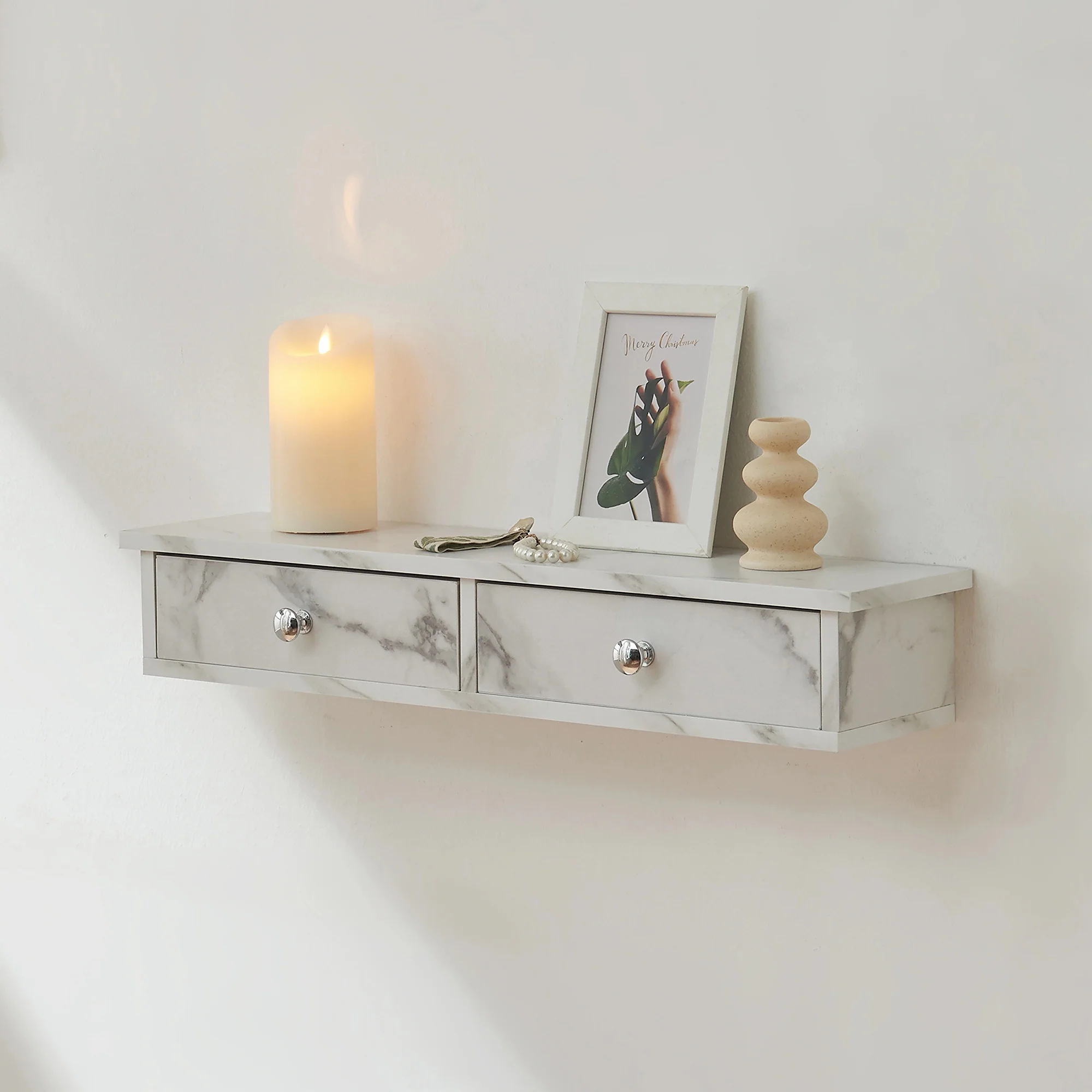 Wandregal Geeste 60x15x10 cm mit 2 Schubladen [en.casa] - Image 6