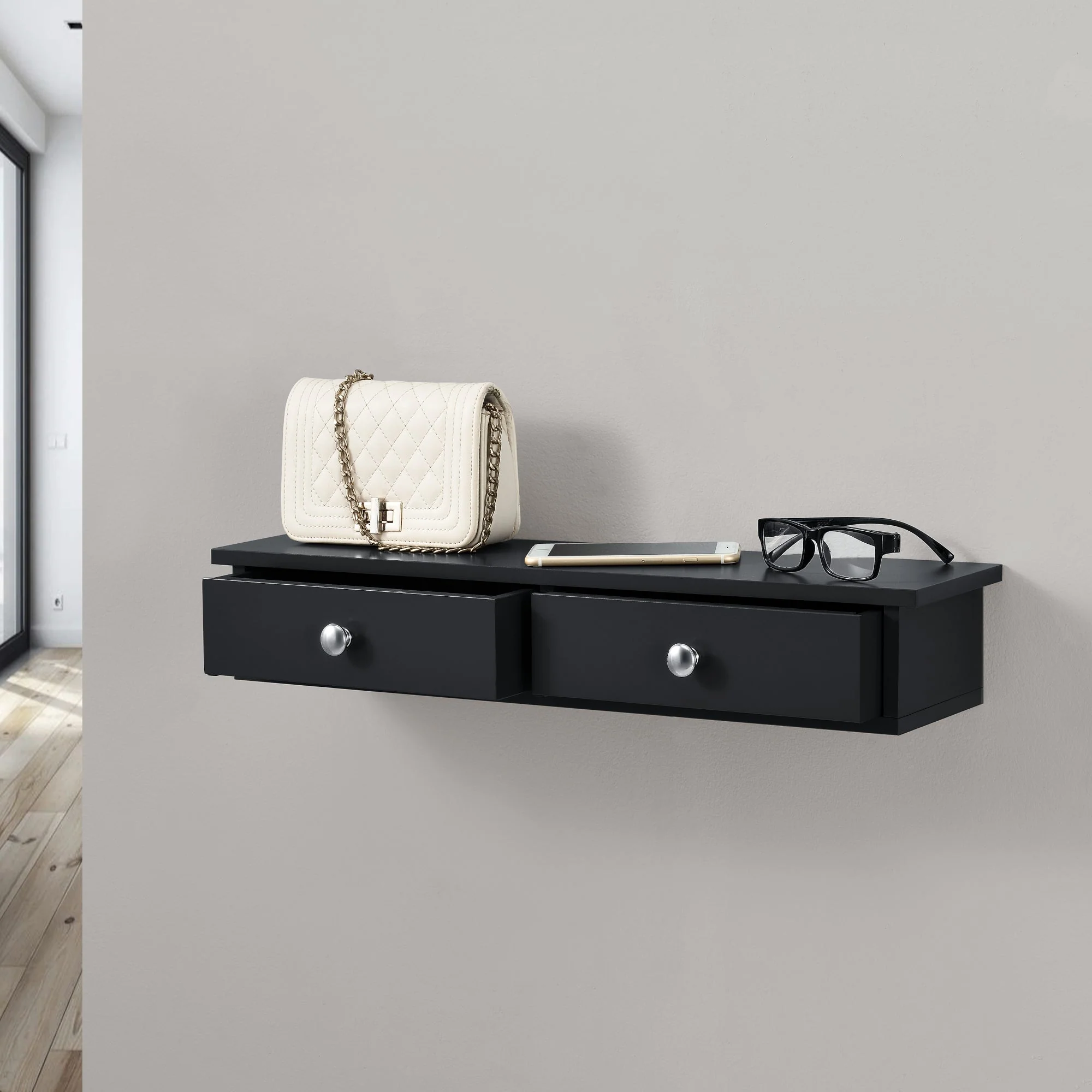 Wandregal Geeste 60x15x10 cm mit 2 Schubladen [en.casa] - Image 7