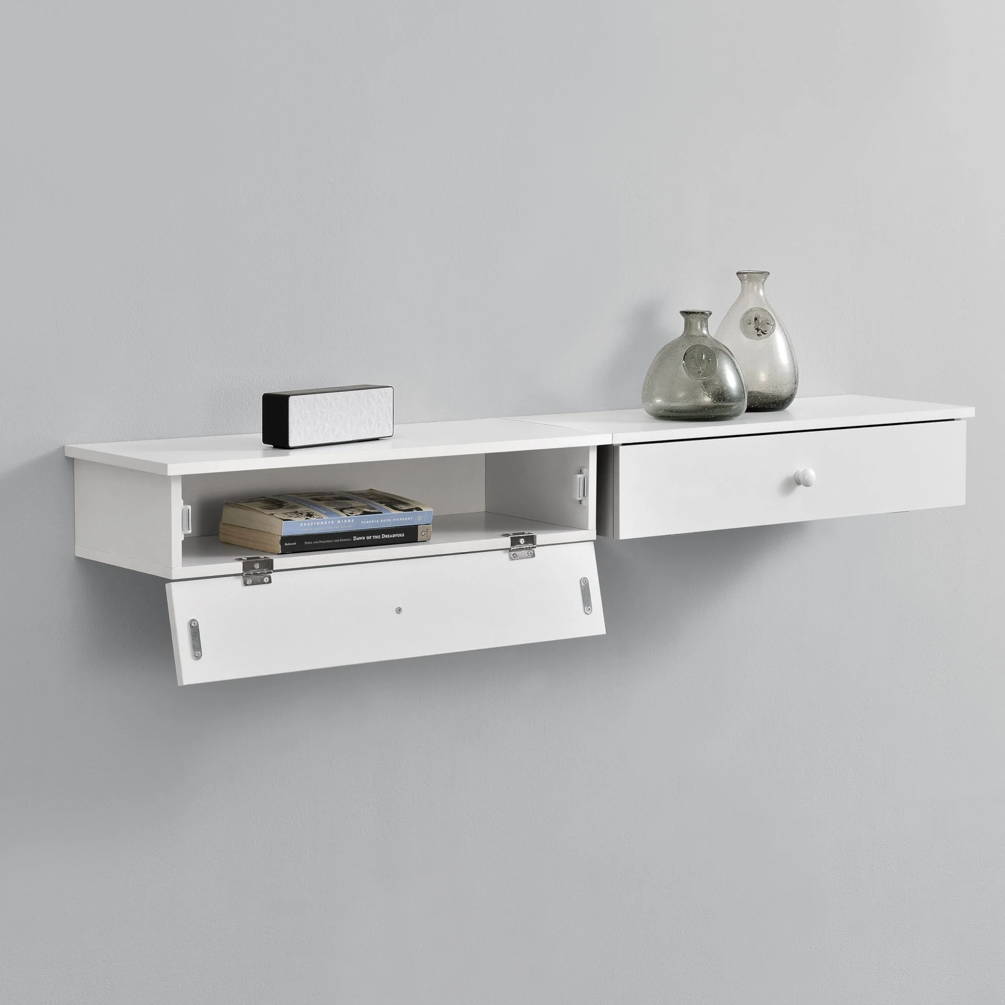 Wandregal Larvik mit Staufach Dunkelgrau en.casa - Image 5