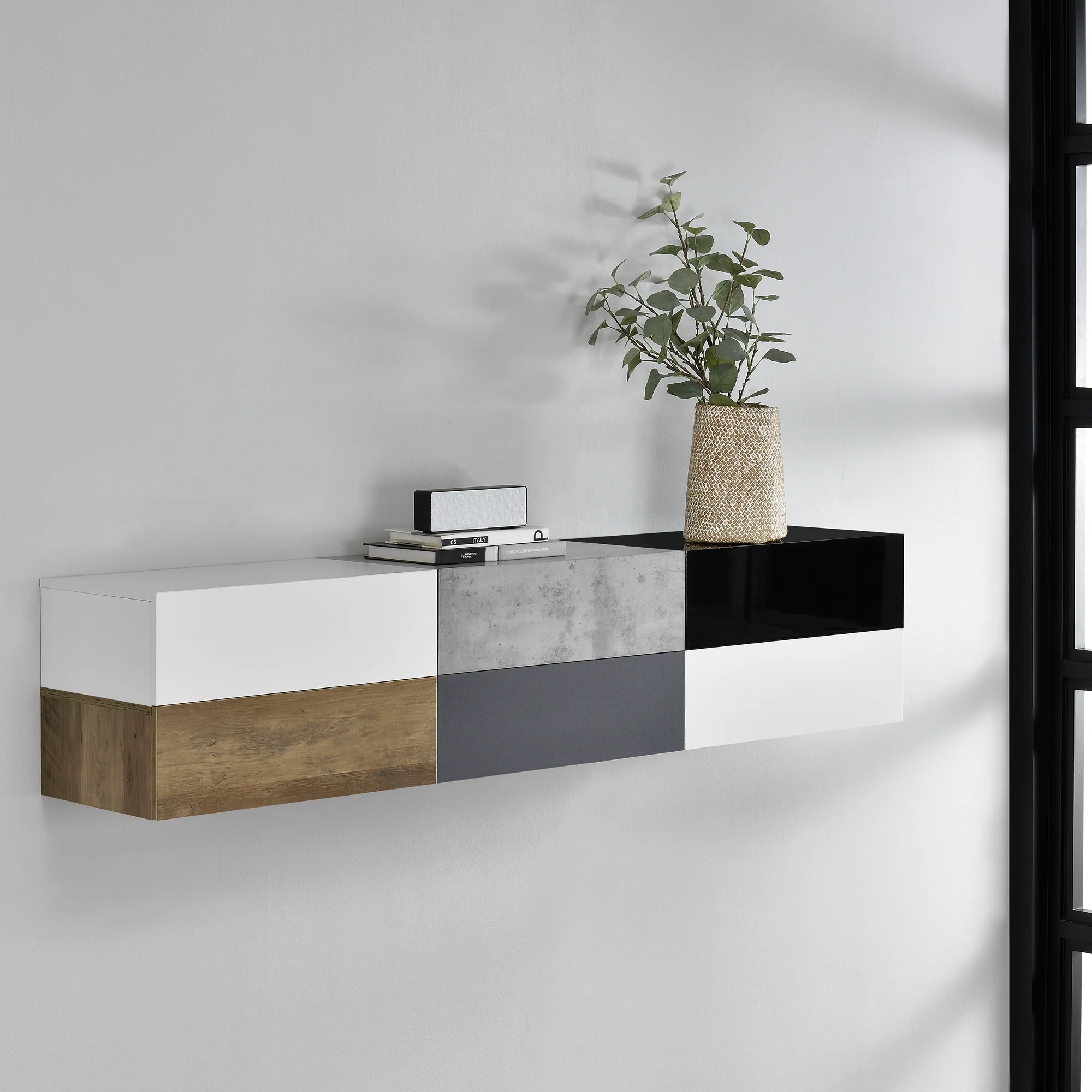 Wandregal Oslo mit Schublade 46x30x15cm versch. Farben [en.casa] - Image 2