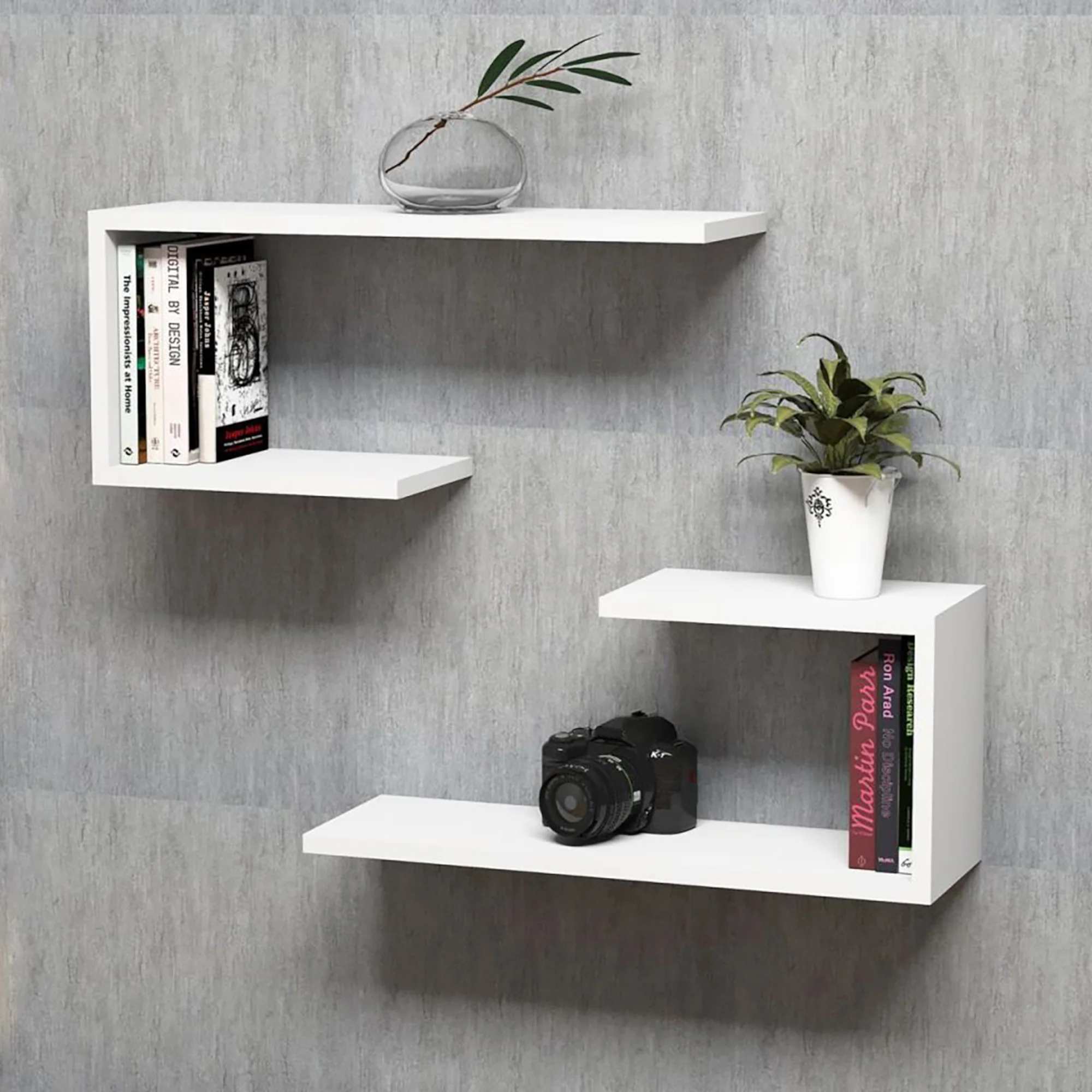 Wandregal-Set Årslev 2-tlg. 27 x 60 x 20 cm bis ca. 5 kg [en.casa] - Image 3