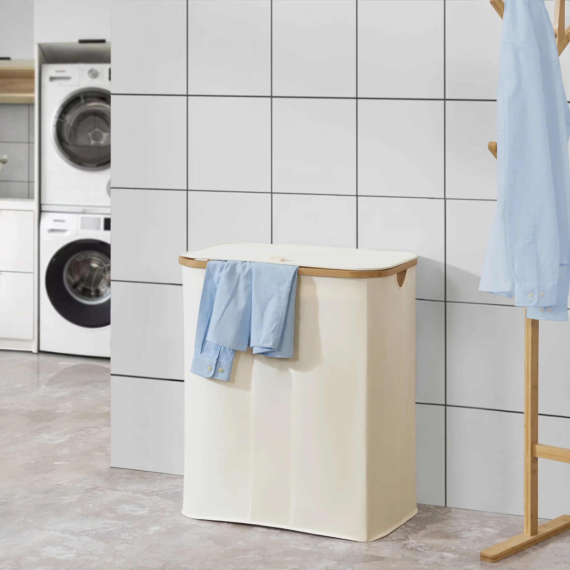 Wäschekorb Rusko 140L in verschiedenen Farben [en.casa] - Image 3