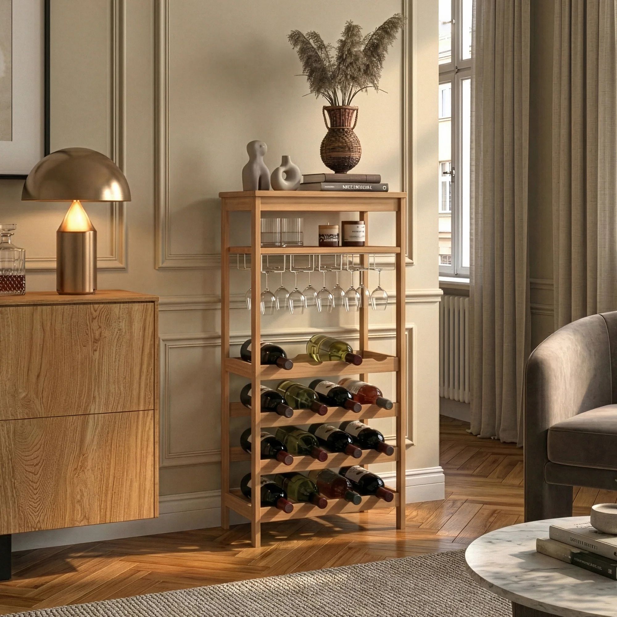 Weinregal Fillby 100x47x29 cm Bambus Natur [en.casa] - Image 3