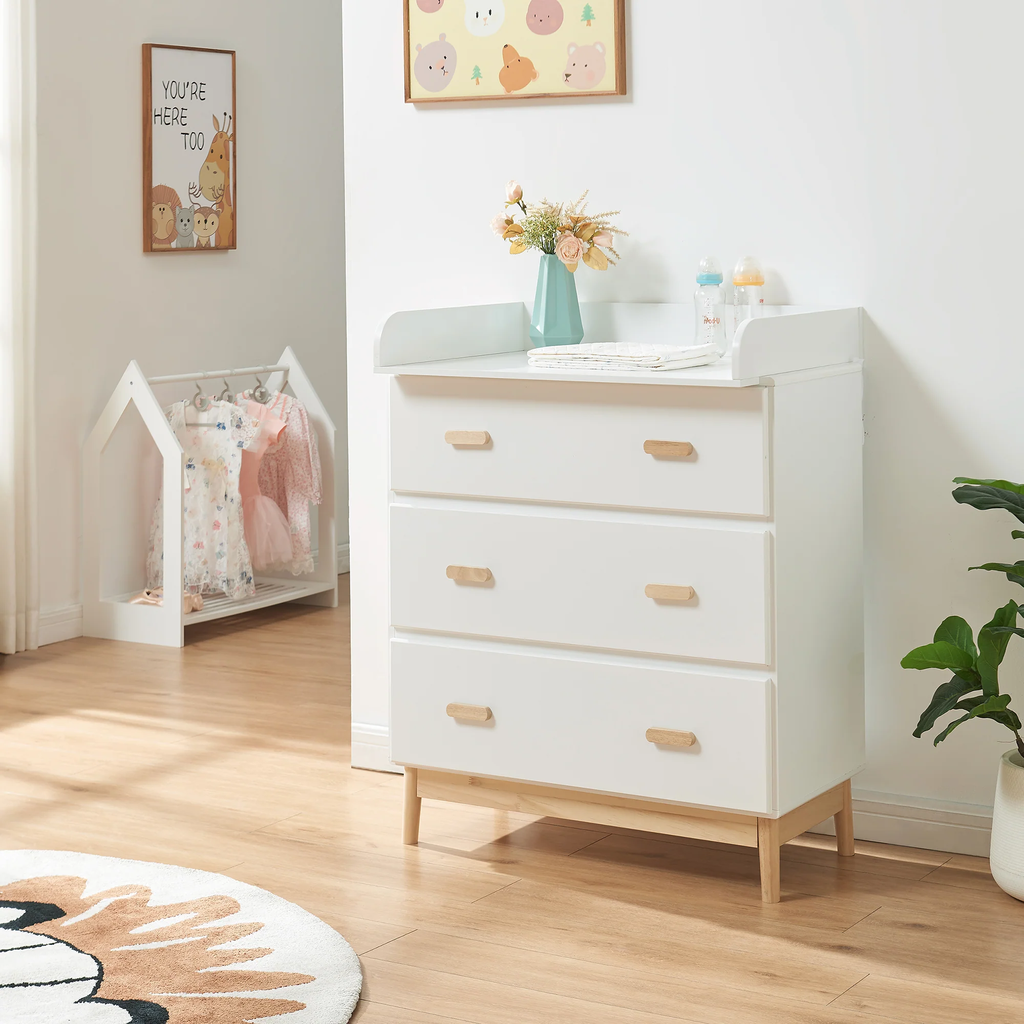 Wickelkommode Sarievn mit Wickelauflage 100x80x53 cm [en.casa] - Image 3